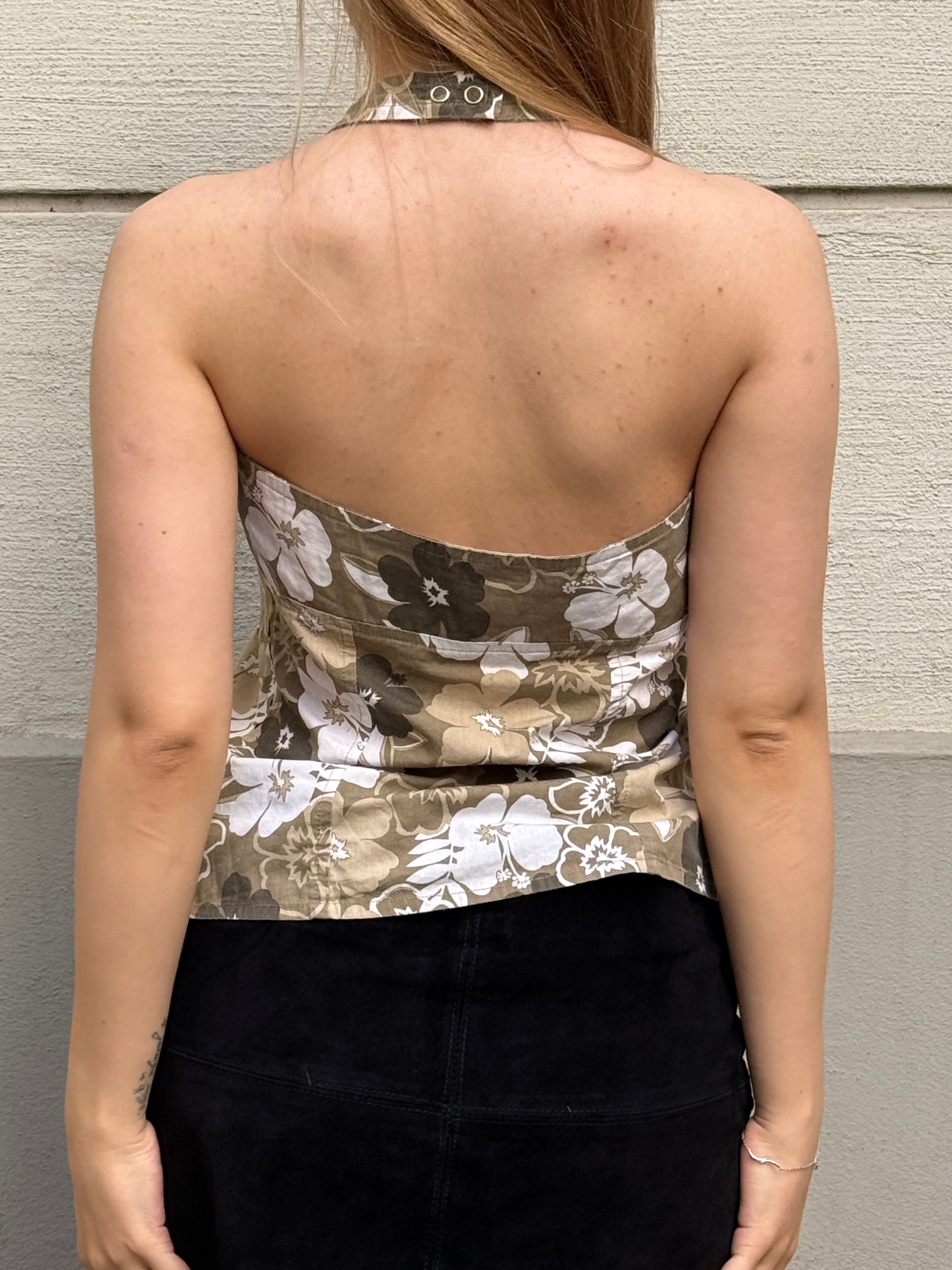 Vintage Y2K 100% Cotton Halter Top S/Petite