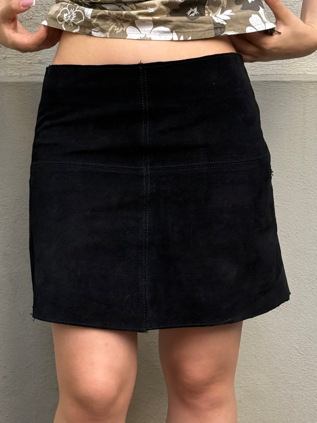 Vintage 100% Genuine Suede Leather Black XS/S