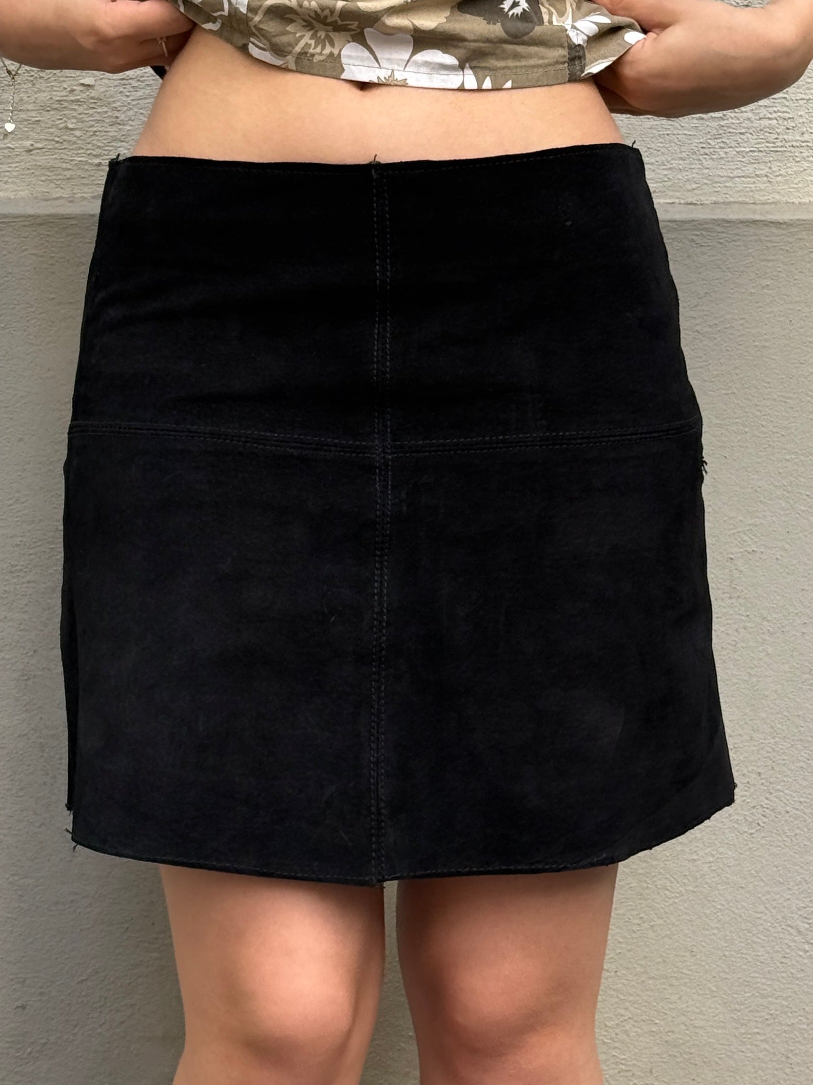 Vintage 100% Genuine Suede Leather Black XS/S