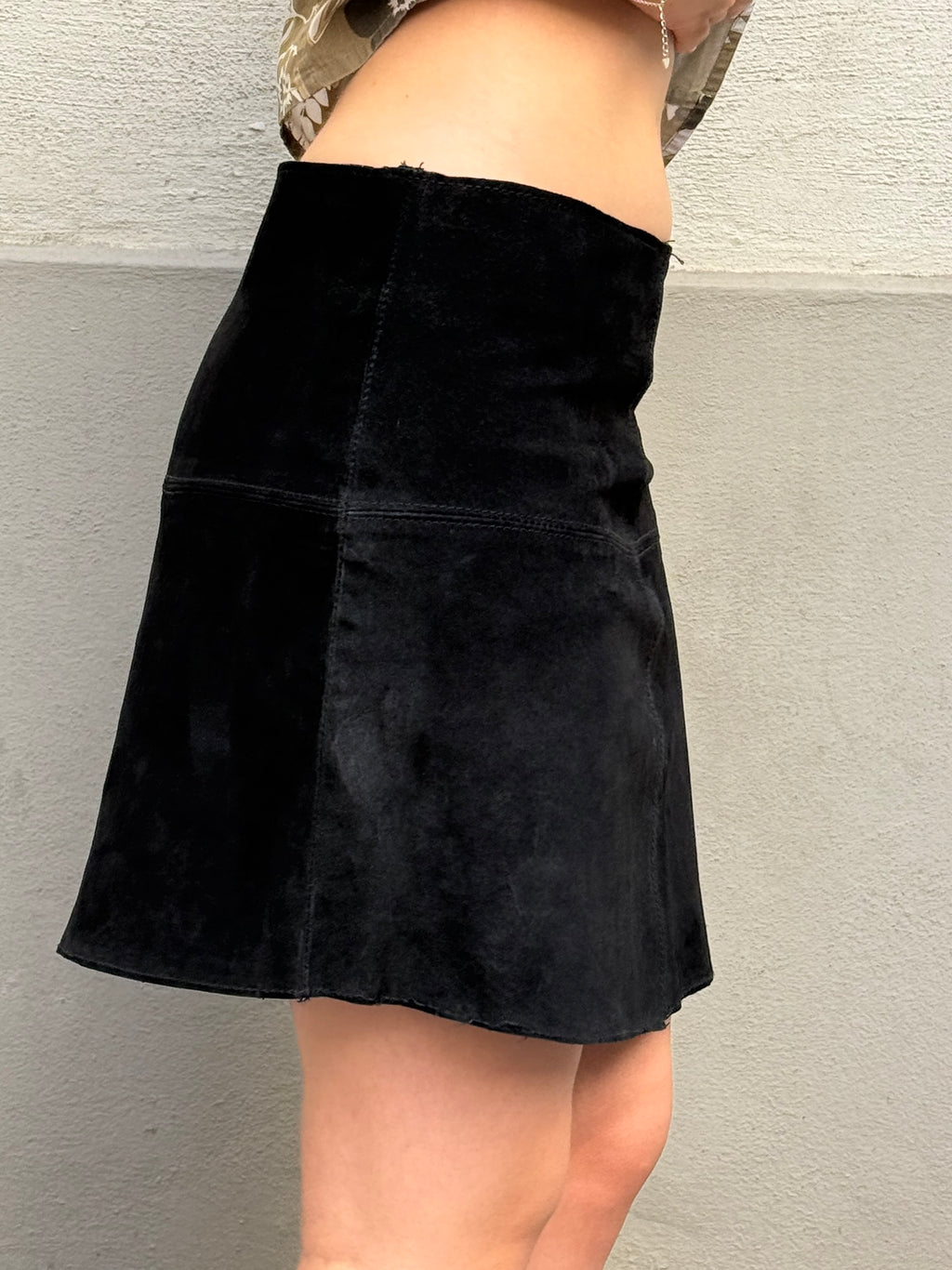 Vintage 100% Genuine Suede Leather Black XS/S
