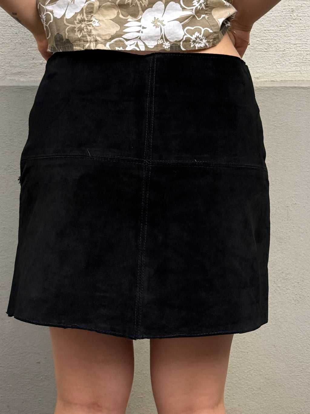 Vintage 100% Genuine Suede Leather Black XS/S
