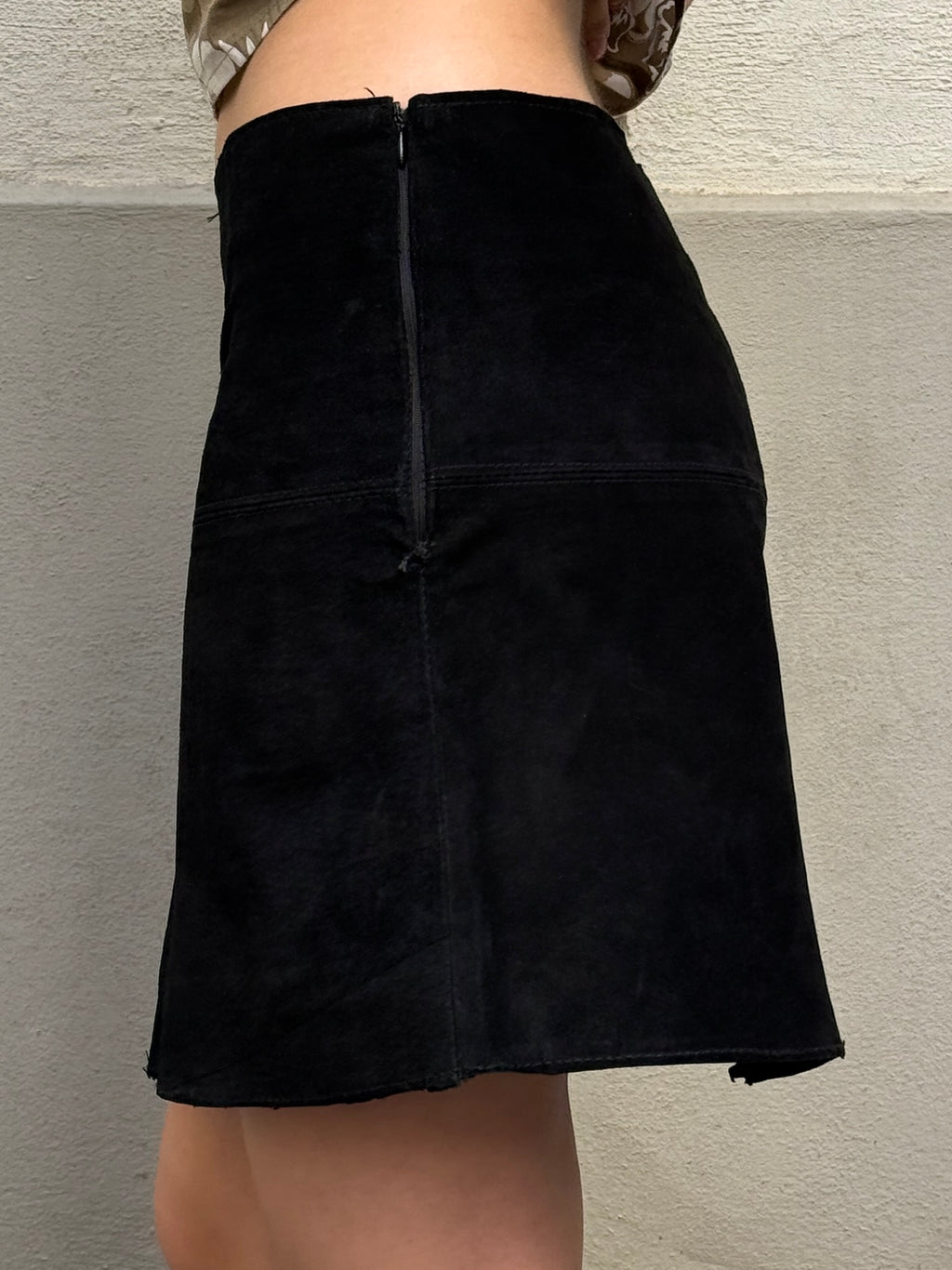 Vintage 100% Genuine Suede Leather Black XS/S
