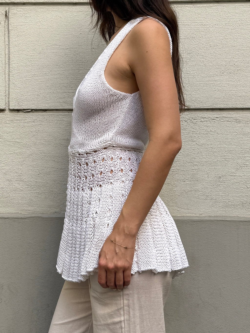 Vintage White Crochet Wrap Top M