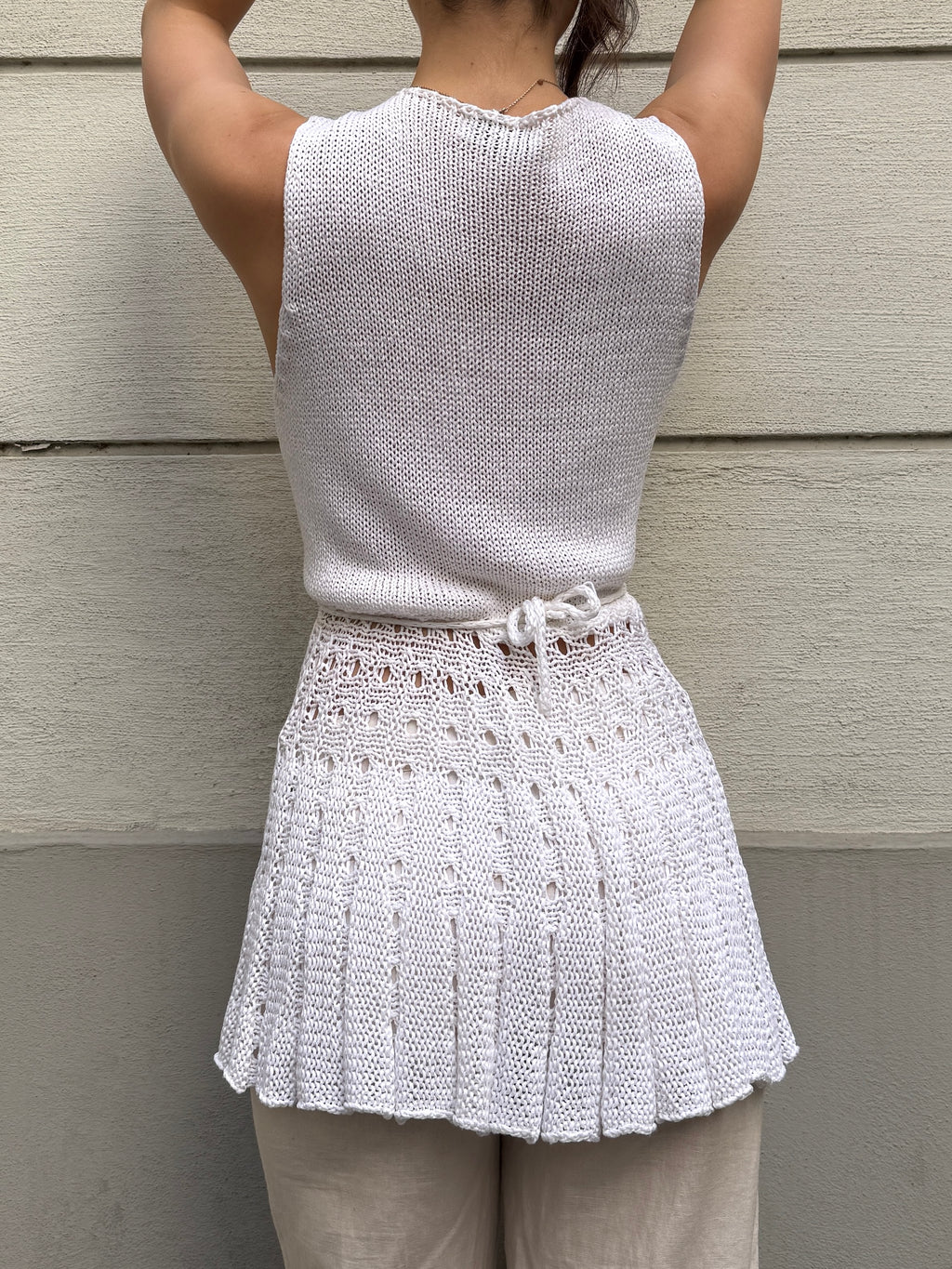 Vintage White Crochet Wrap Top M
