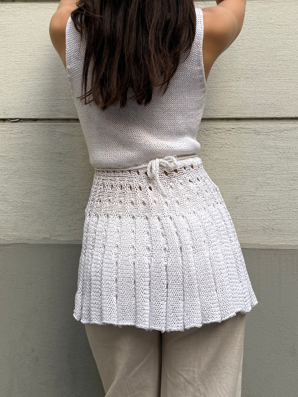 Vintage White Crochet Wrap Top M