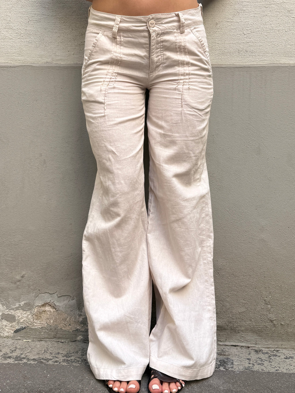 Vintage Y2K 100% Linen Low/Mid Waist Trousers XS/S