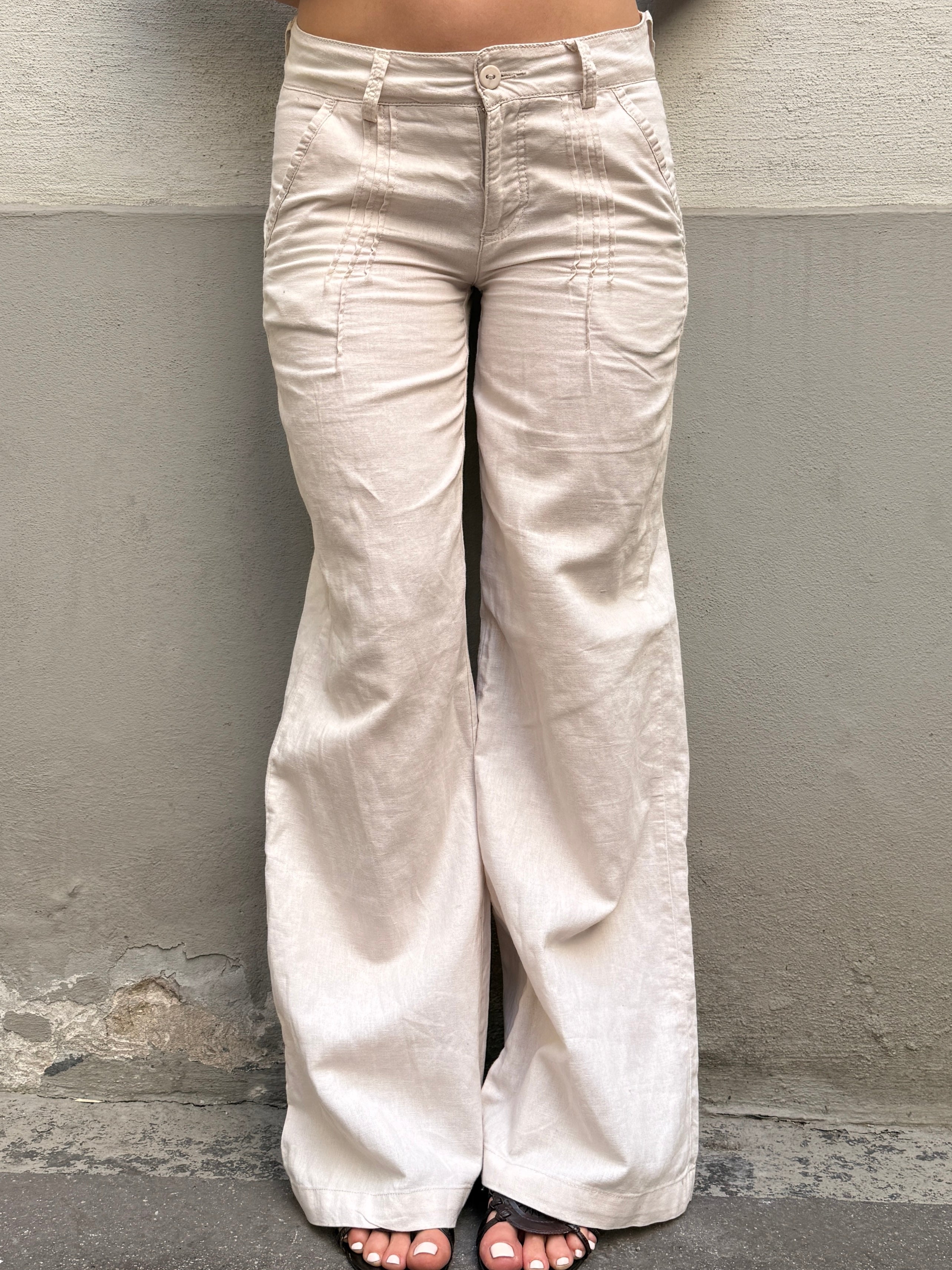 Vintage Y2K 100% Linen Low/Mid Waist Trousers XS/S