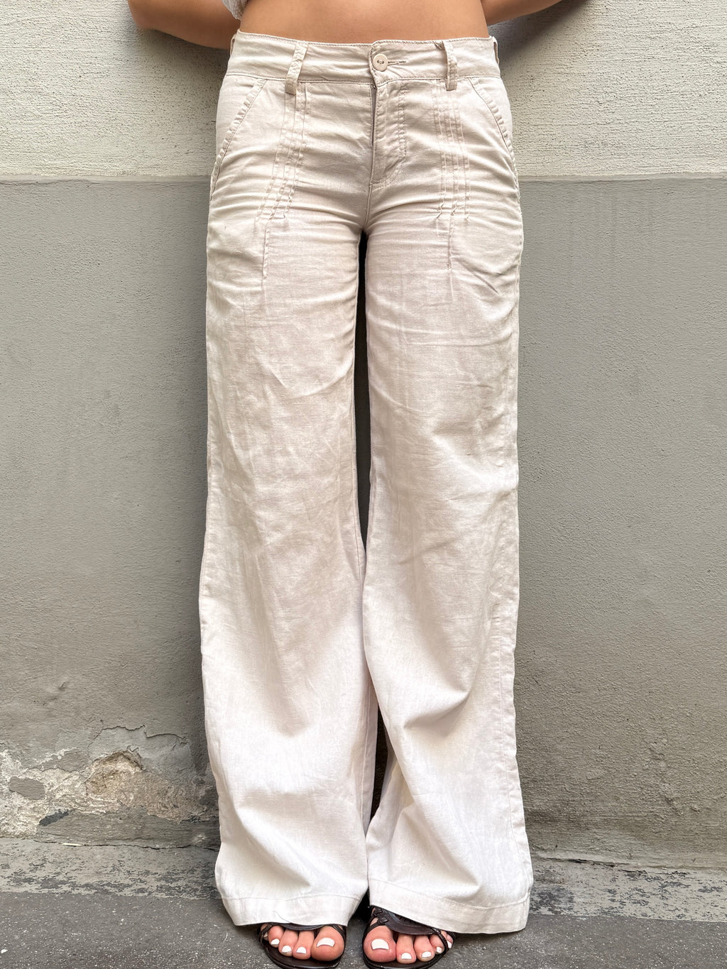 Vintage Y2K 100% Linen Low/Mid Waist Trousers XS/S
