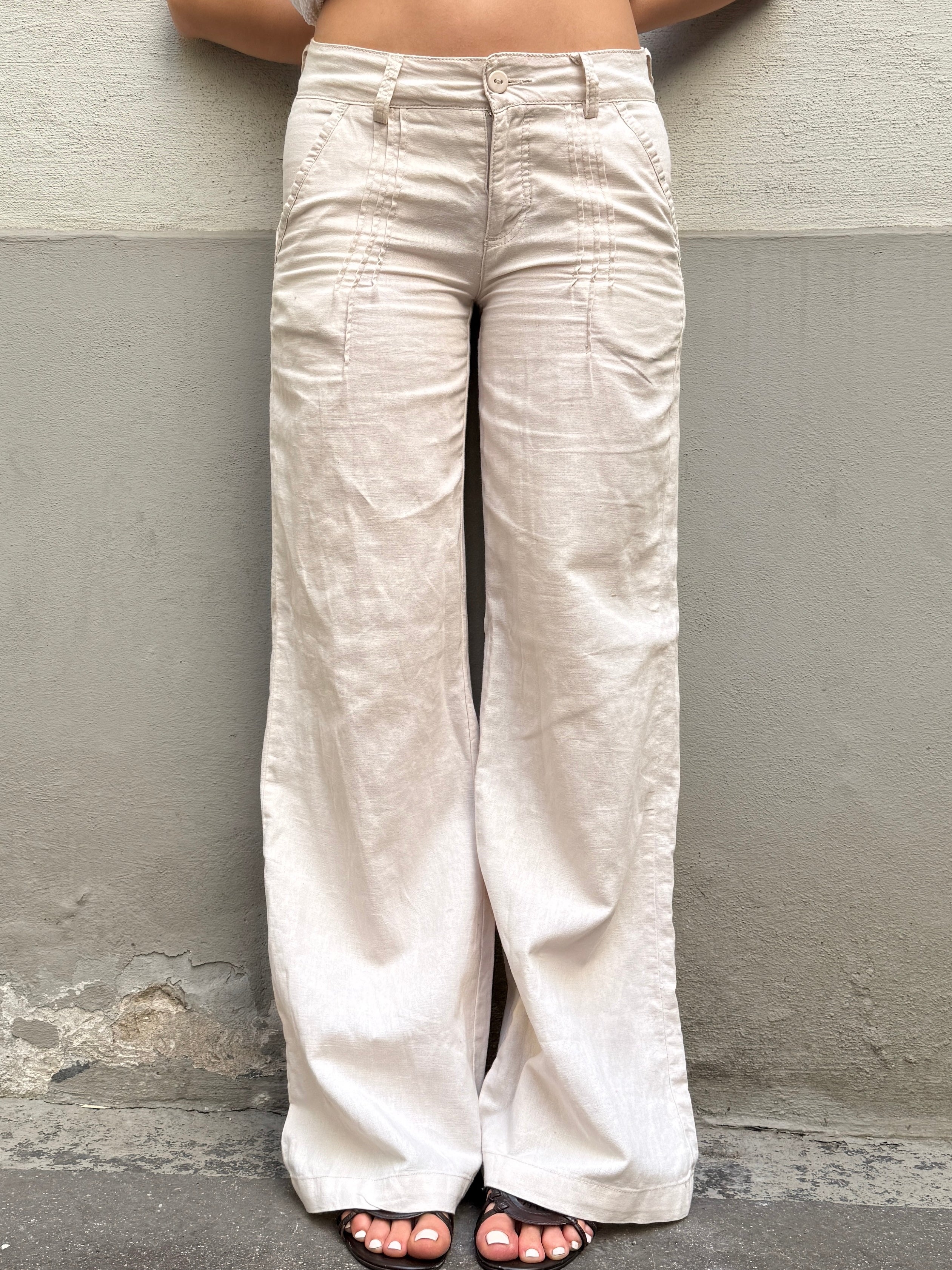 Vintage Y2K 100% Linen Low/Mid Waist Trousers XS/S