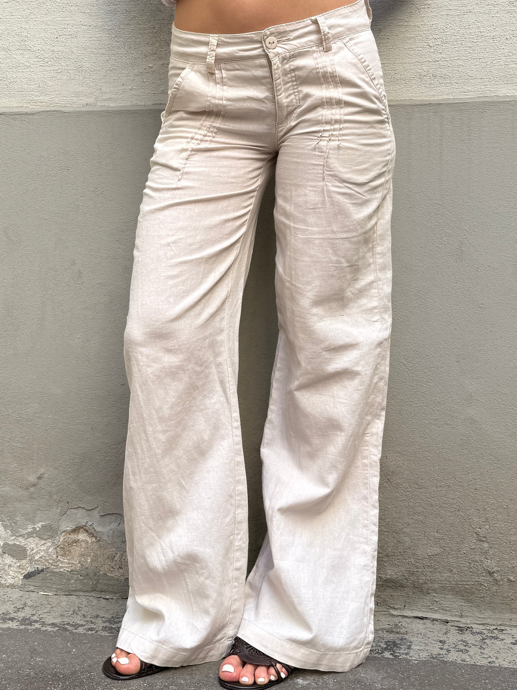 Vintage Y2K 100% Linen Low/Mid Waist Trousers XS/S