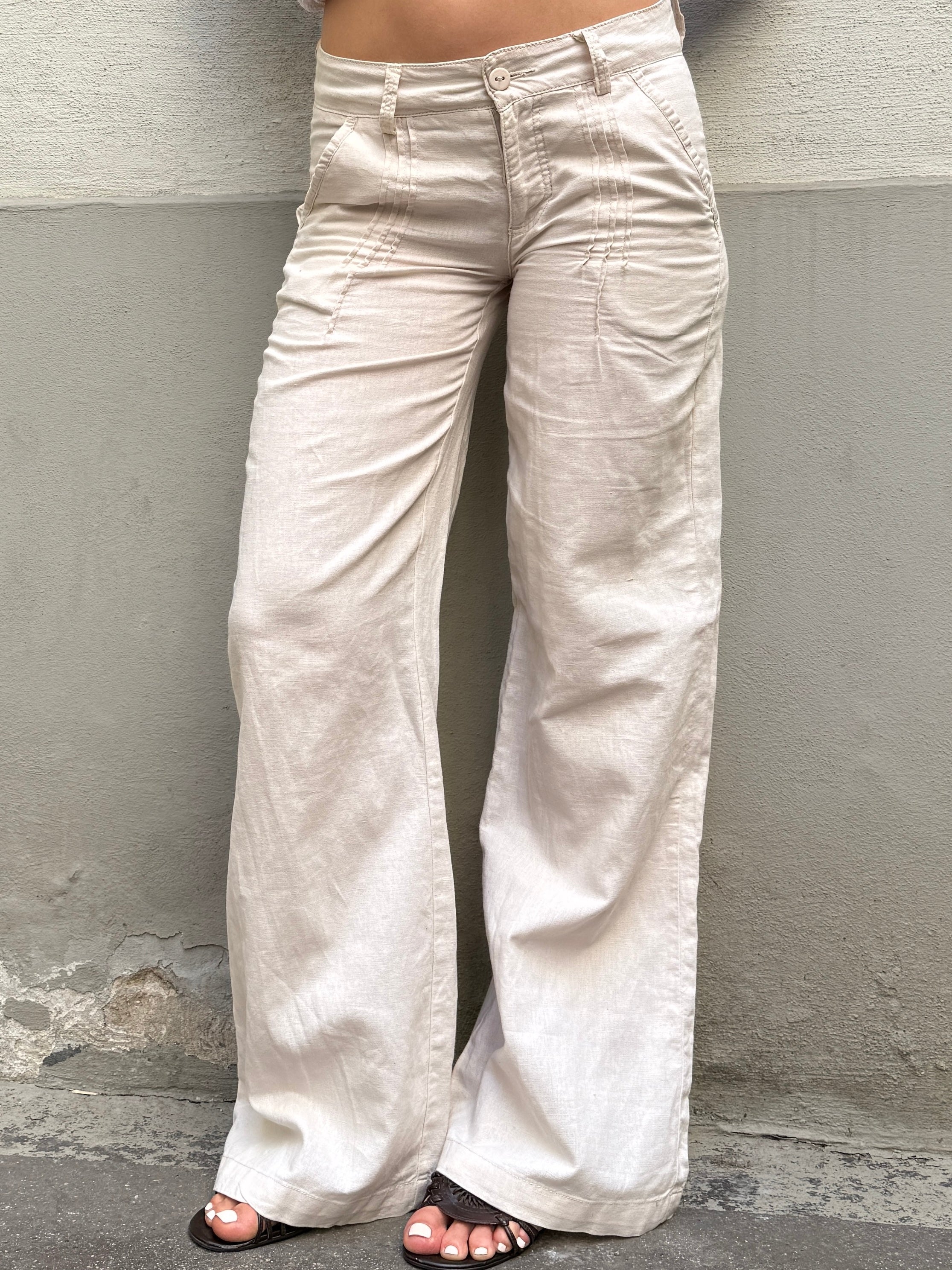 Vintage Y2K 100% Linen Low/Mid Waist Trousers XS/S