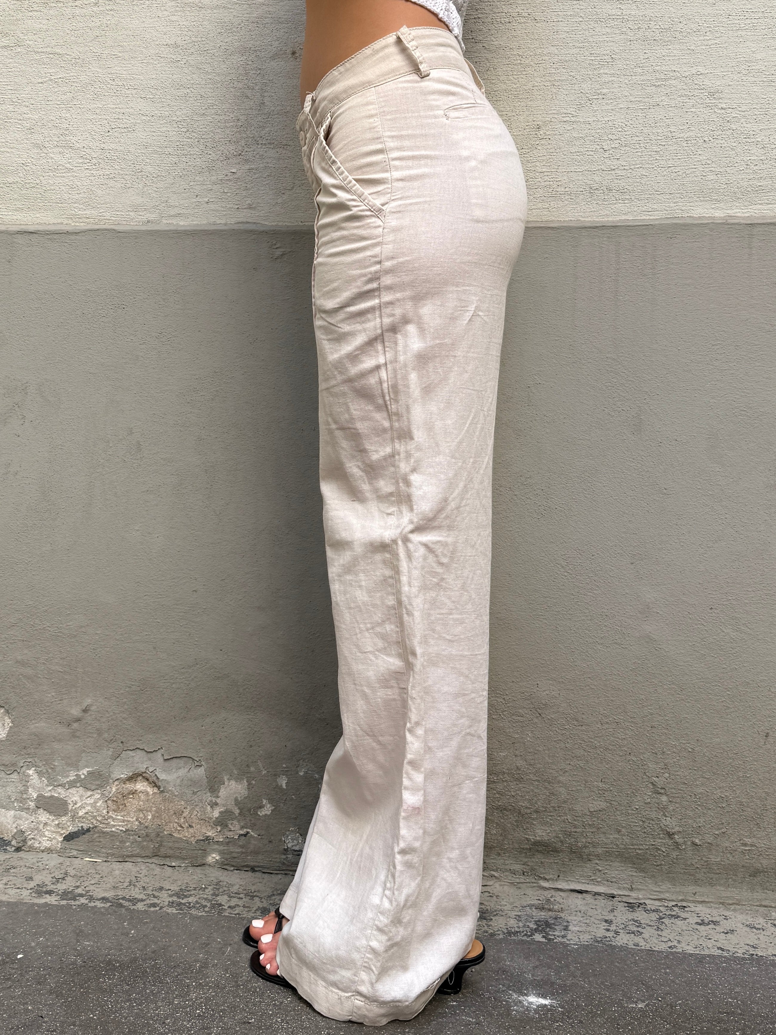 Vintage Y2K 100% Linen Low/Mid Waist Trousers XS/S
