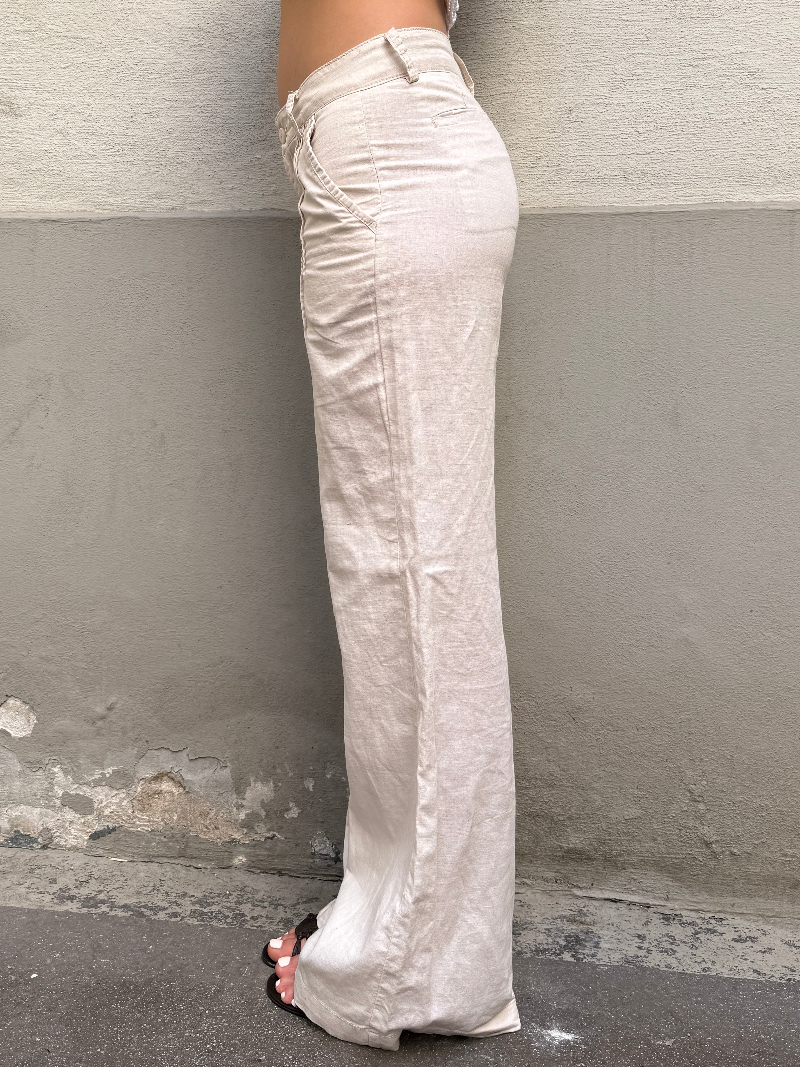 Vintage Y2K 100% Linen Low/Mid Waist Trousers XS/S