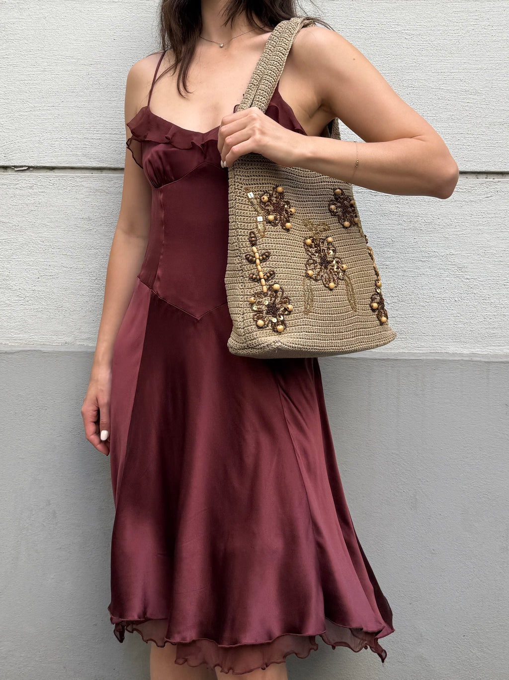 Vintage Y2K Crochet Beaded Bag