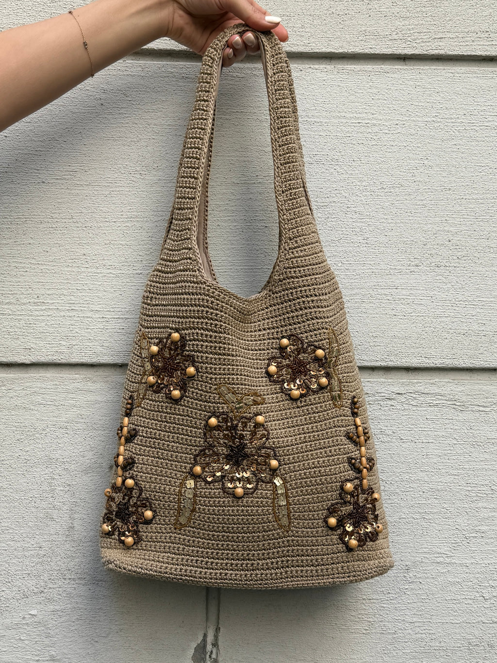 Vintage Y2K Crochet Beaded Bag