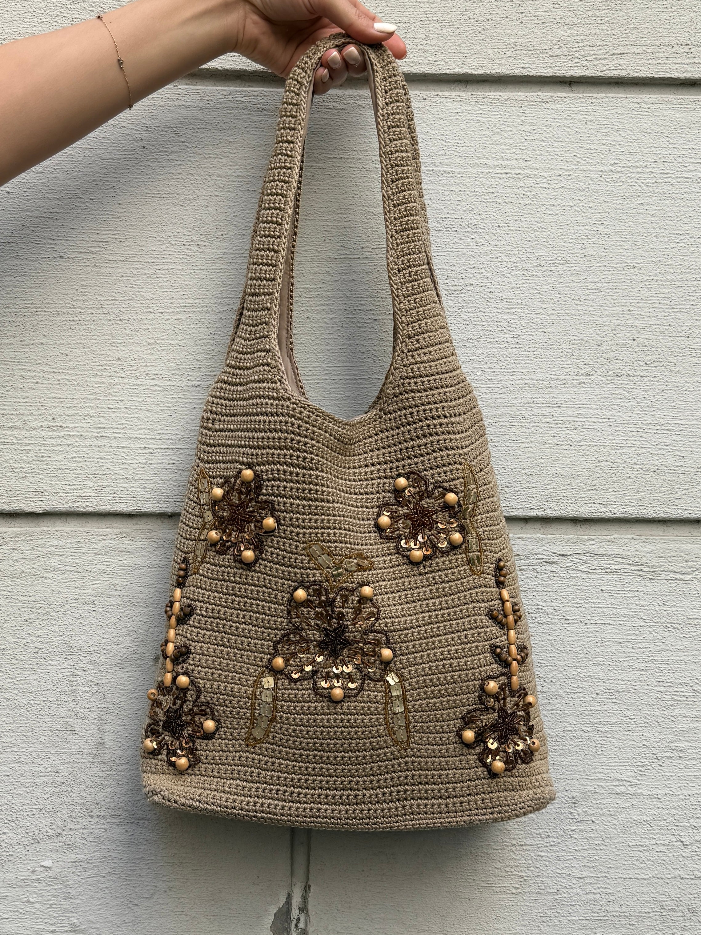 Vintage Y2K Crochet Beaded Bag