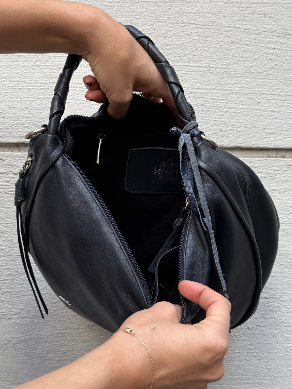 100% Genuine Leather Navy Blue Bag