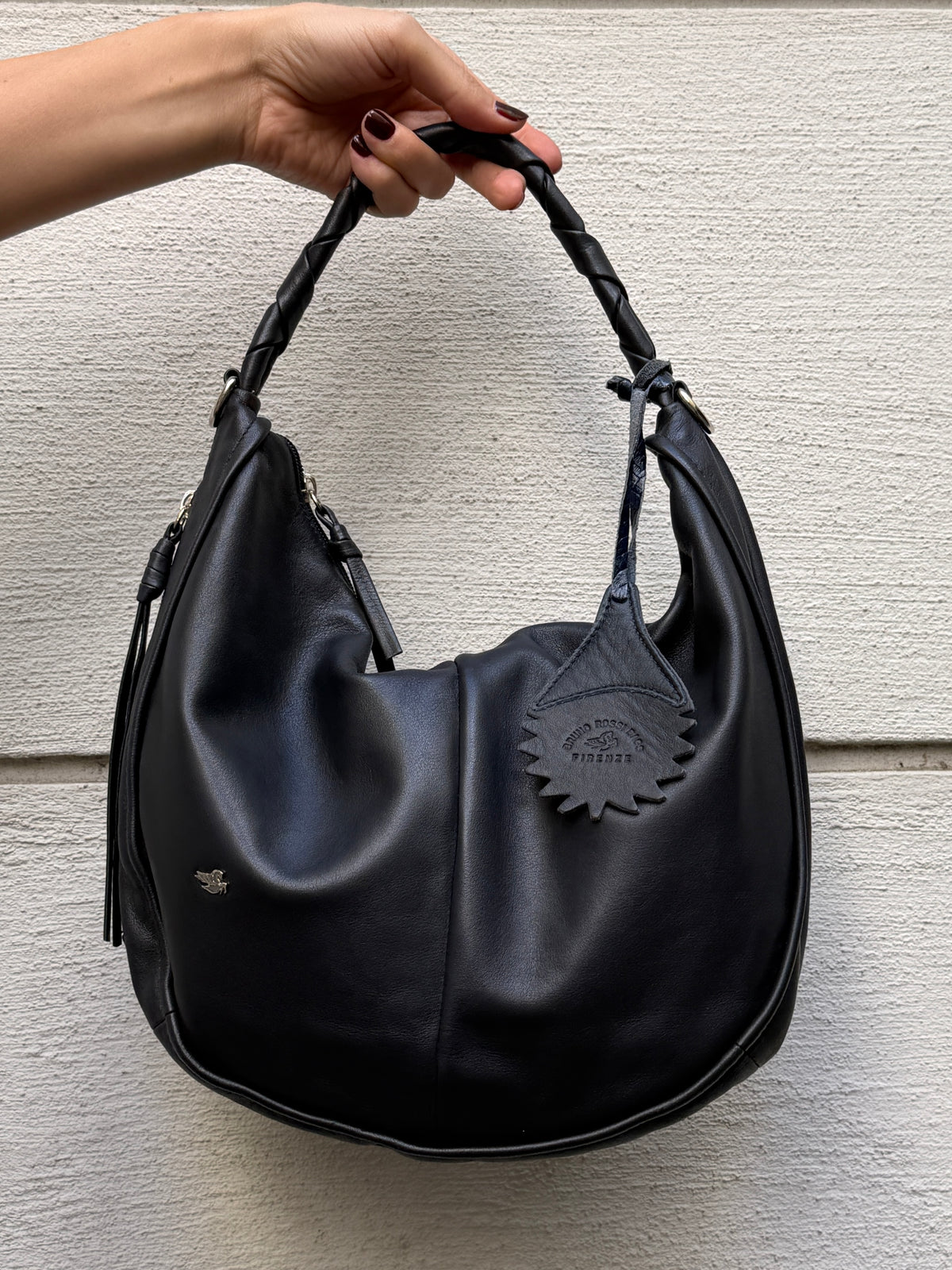 100% Genuine Leather Navy Blue Bag