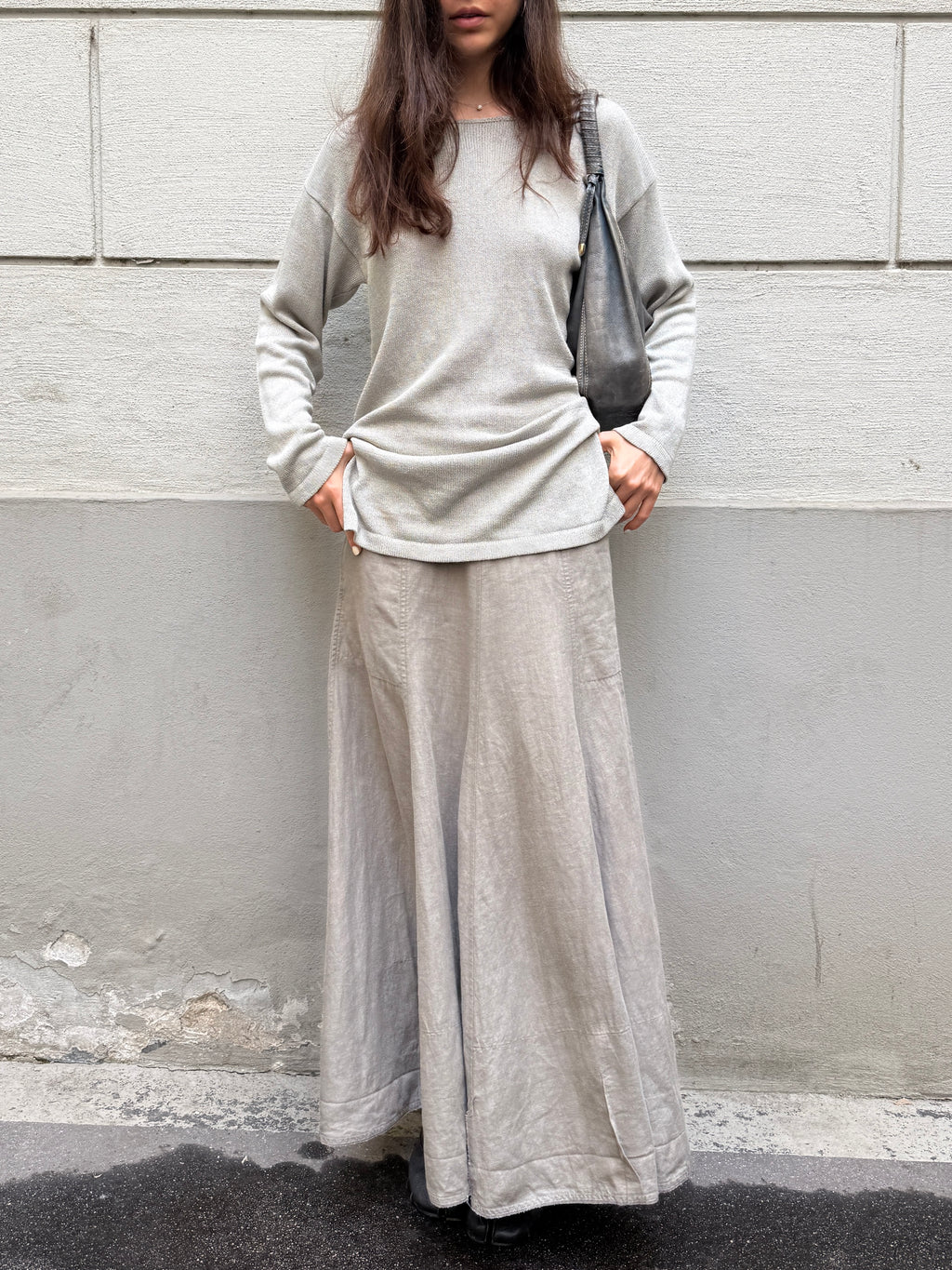 Vintage 100% Cotton Light Gray Long Sleeve Tunic Shirt M/L