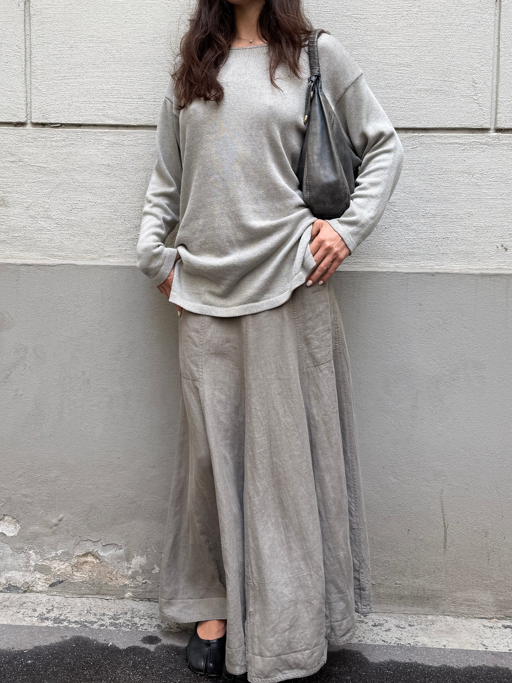 Vintage 100% Cotton Light Gray Long Sleeve Tunic Shirt M/L