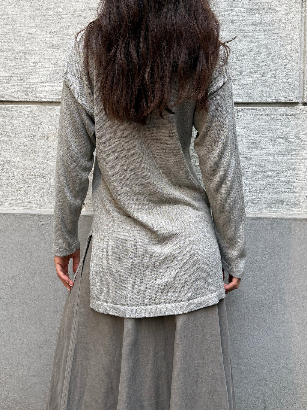 Vintage 100% Cotton Light Gray Long Sleeve Tunic Shirt M/L