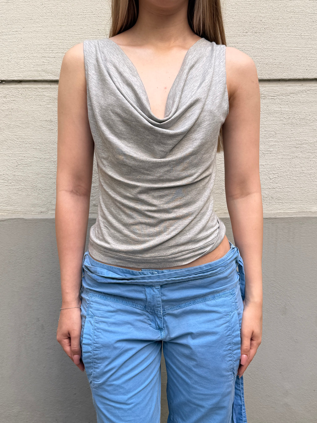 Original Design Bamboo Cowl Neck 90's Style Top S/M