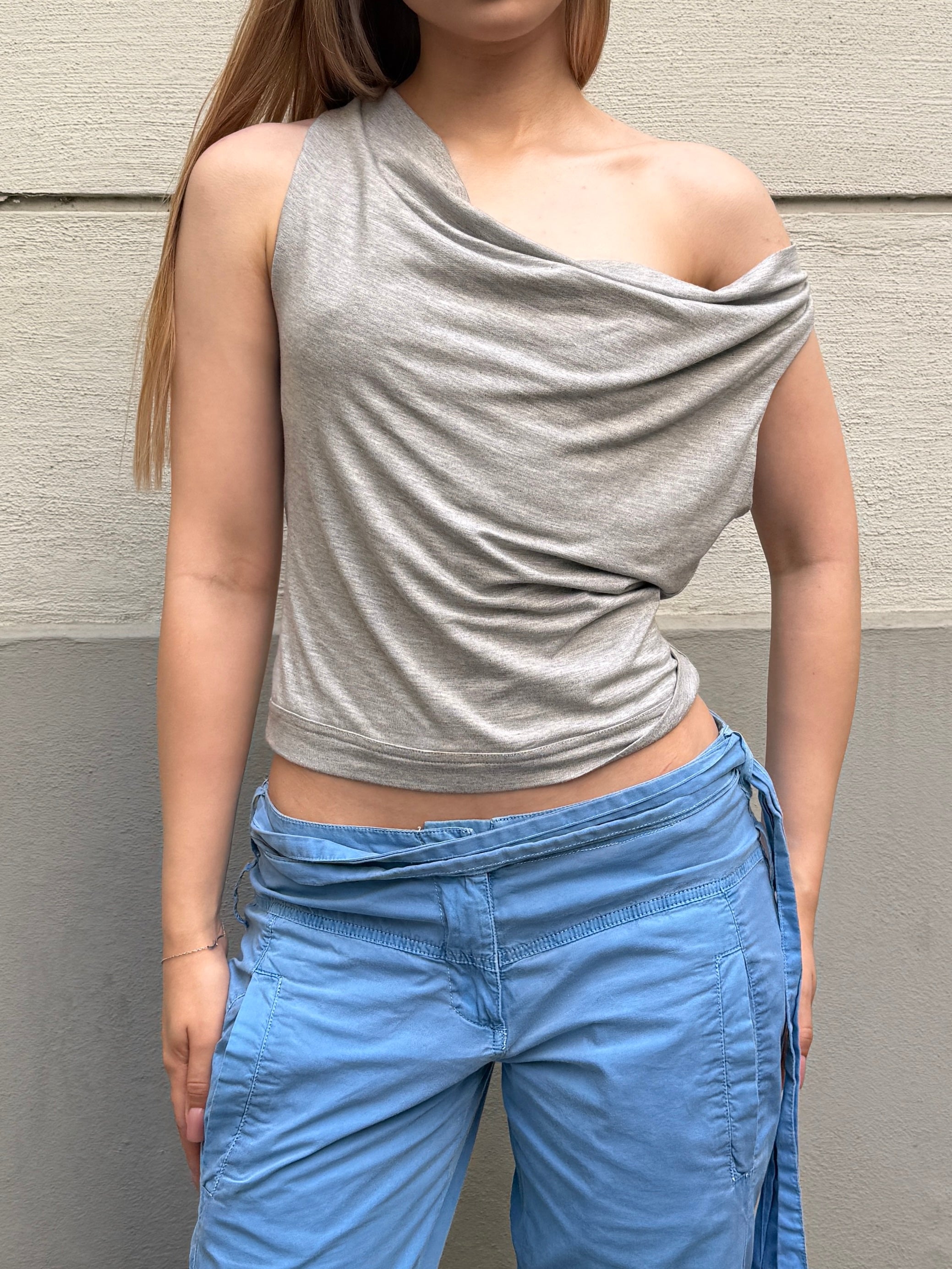 Original Design Bamboo Cowl Neck 90's Style Top S/M
