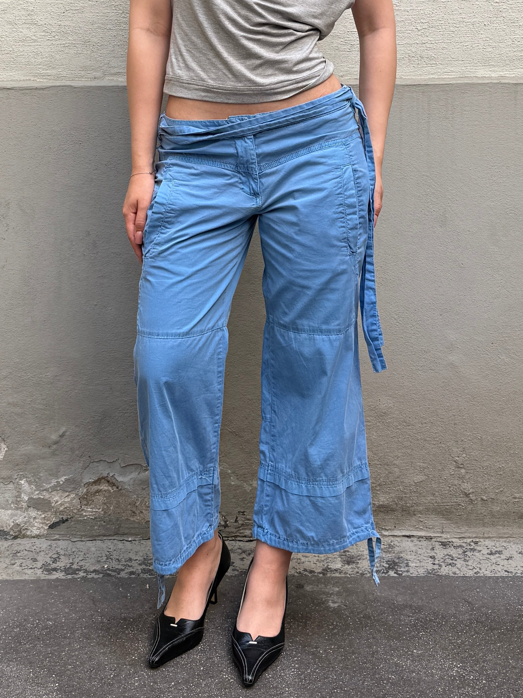 Vintage Y2K 100% Cotton Blue Capri Pants XS
