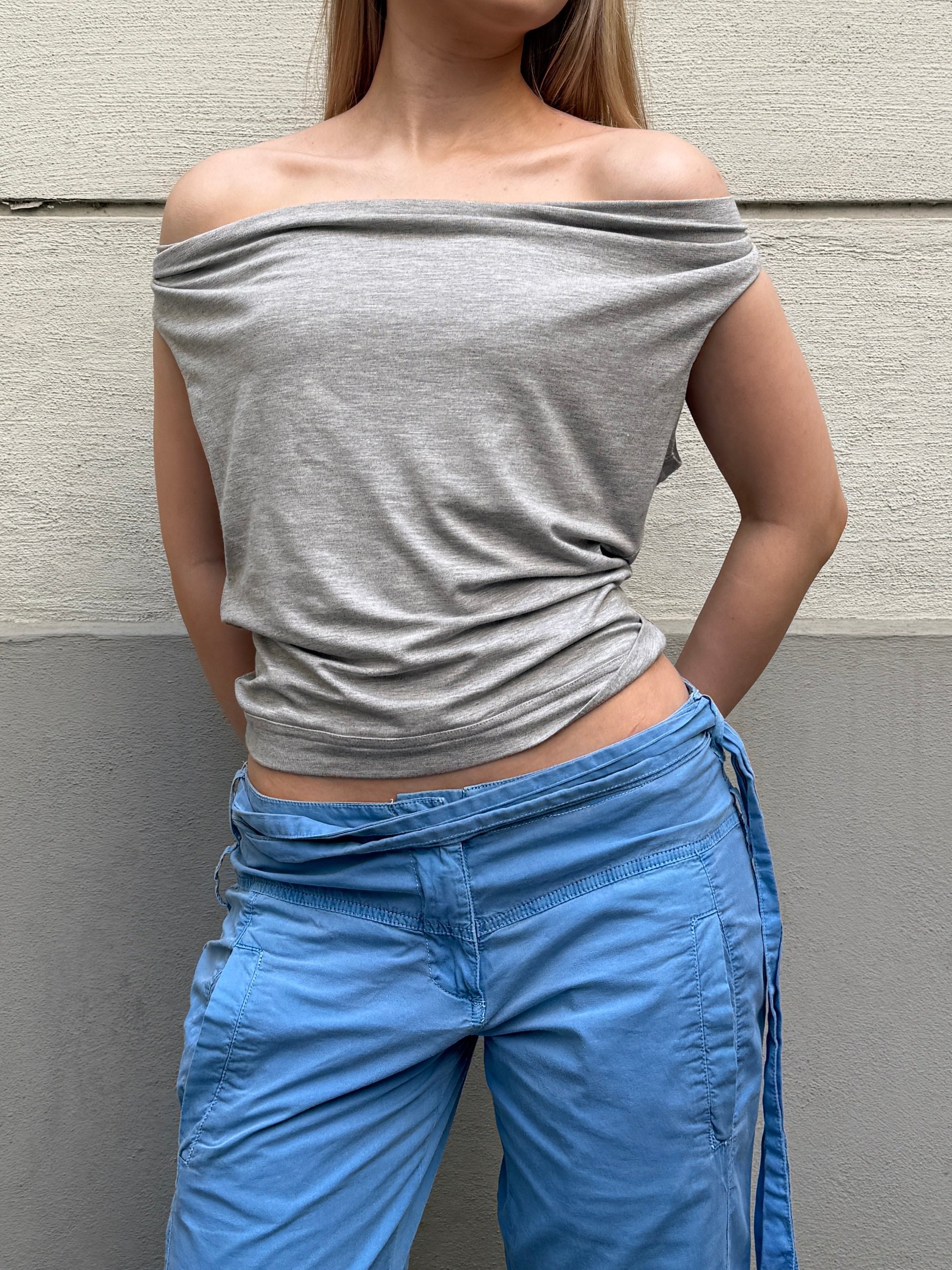 Original Design Bamboo Cowl Neck 90's Style Top S/M