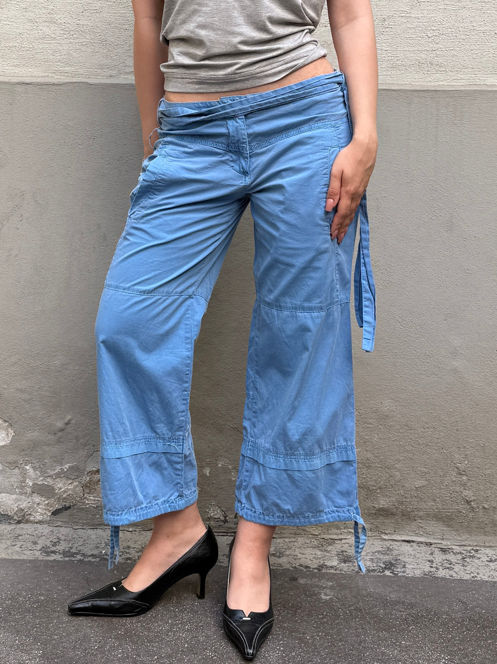 Vintage Y2K 100% Cotton Blue Capri Pants XS