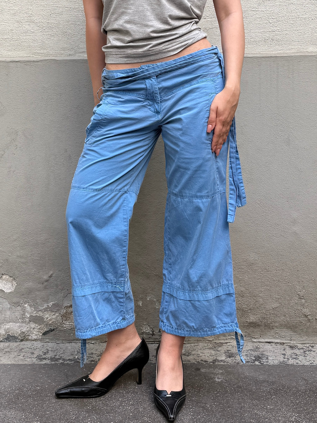 Vintage Y2K 100% Cotton Blue Capri Pants XS