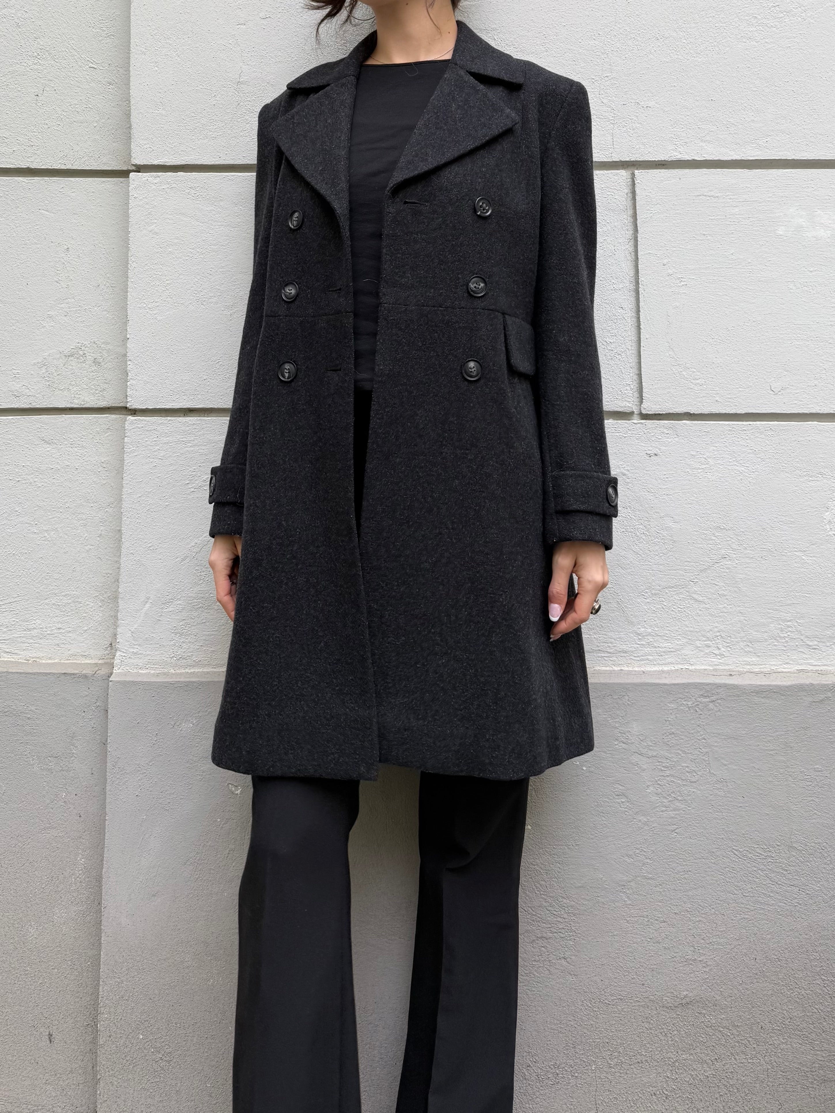 Vintage 100% Wool Dark Gray Coat Jacket S/M