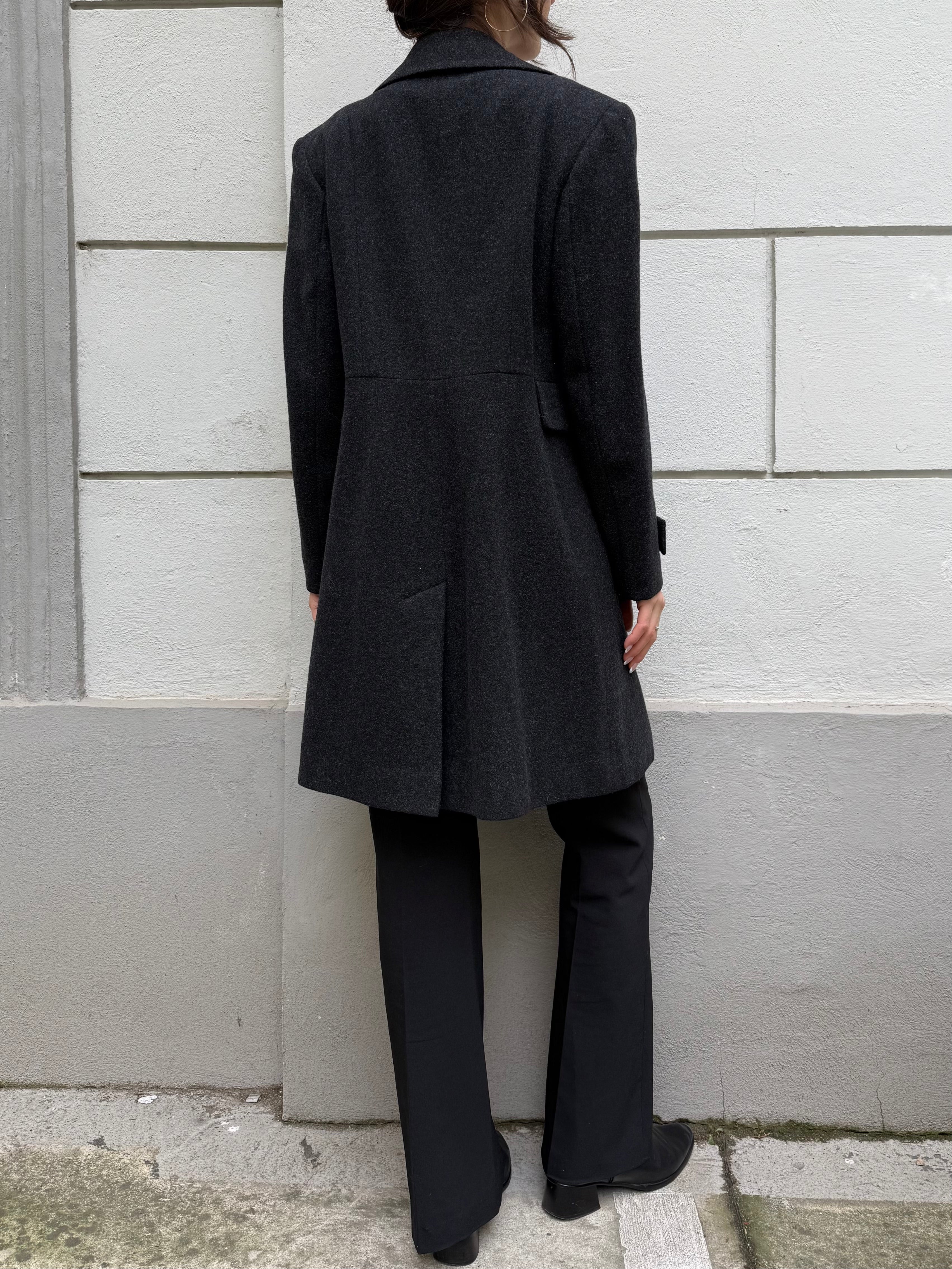 Vintage 100% Wool Dark Gray Coat Jacket S/M