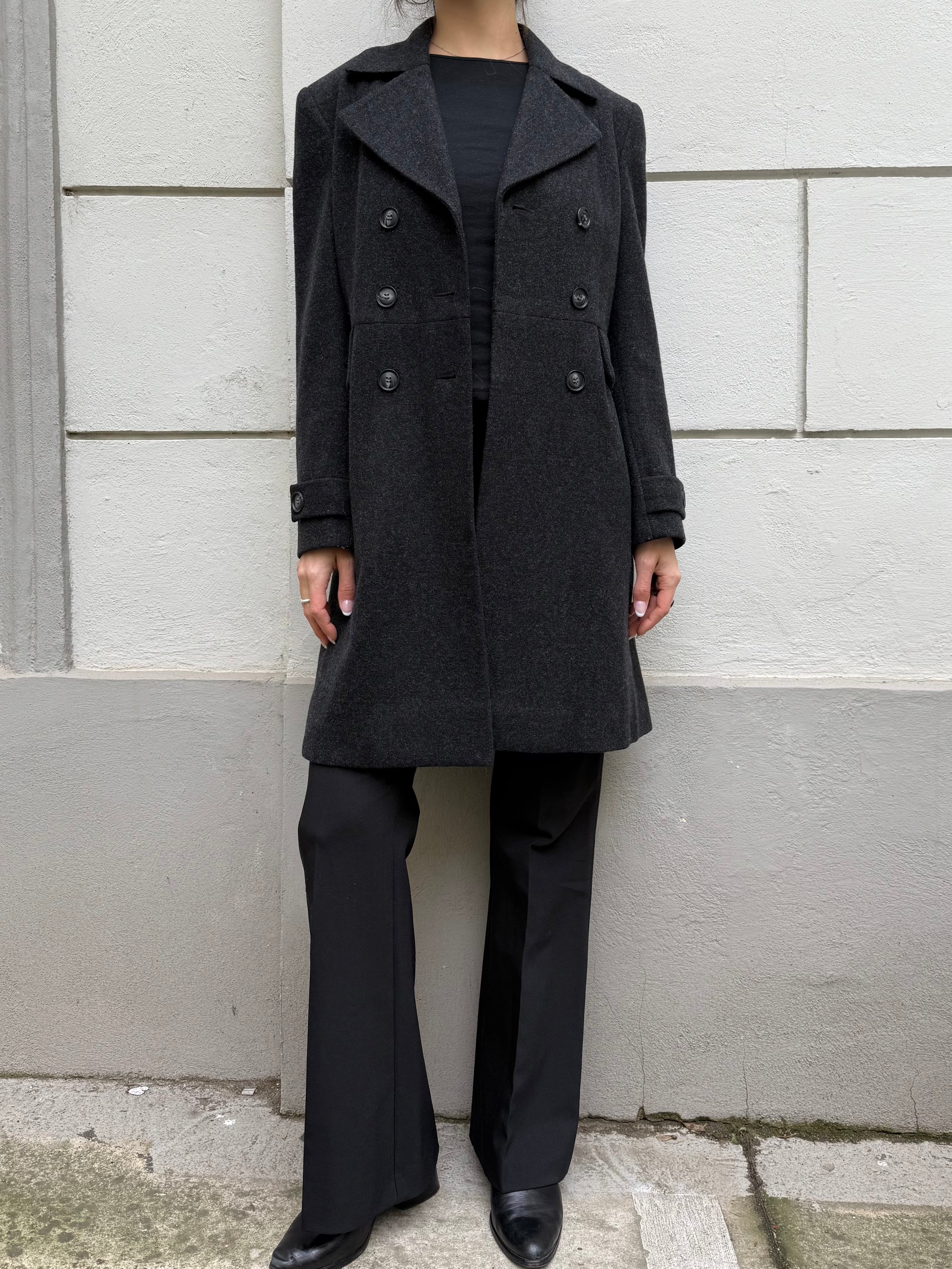 Vintage 100% Wool Dark Gray Coat Jacket S/M