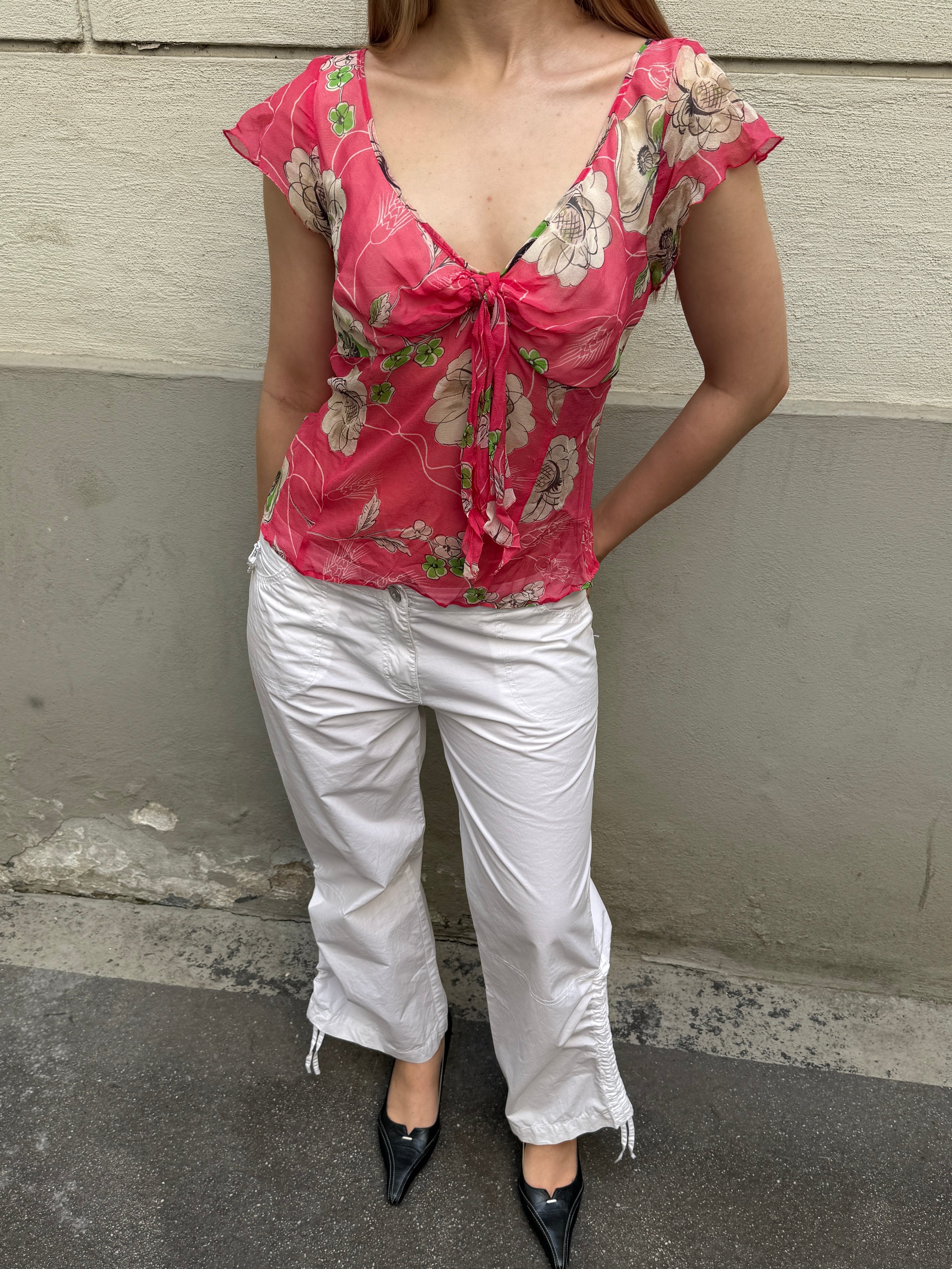 Vintage Y2K 100% Silk Pink Blouse S