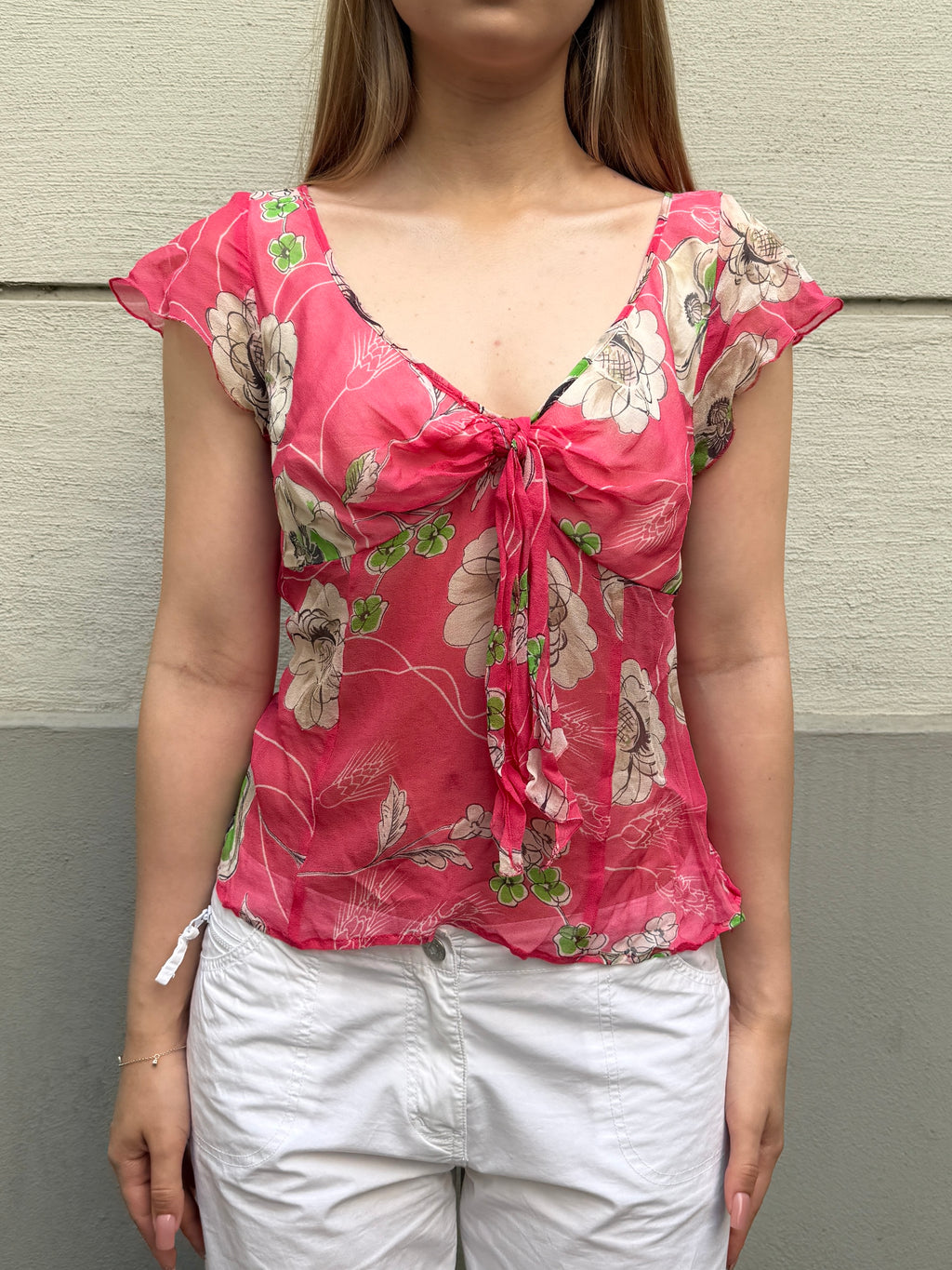 Vintage Y2K 100% Silk Pink Blouse S