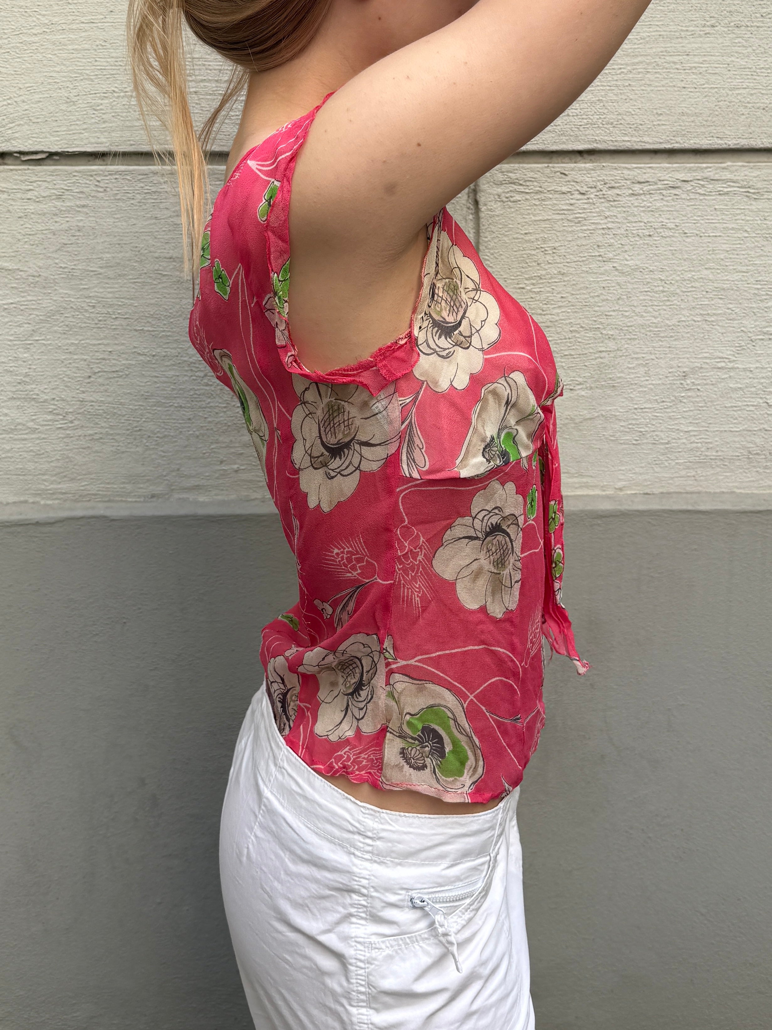 Vintage Y2K 100% Silk Pink Blouse S