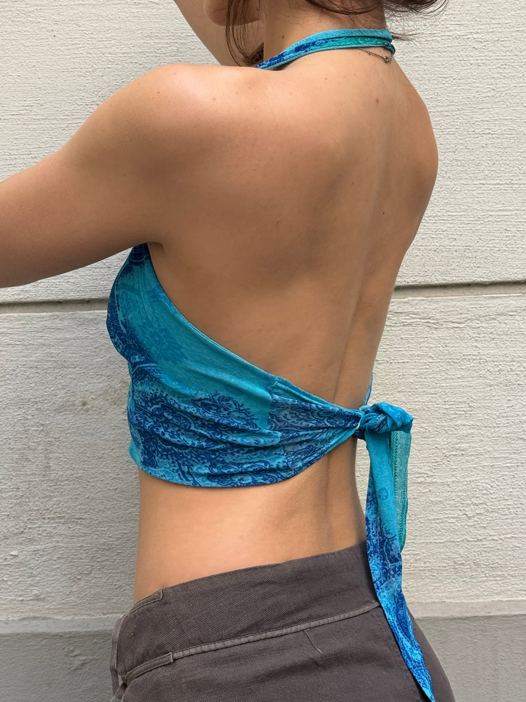 Vintage Y2K Blue Turquoise Halter Top S/M