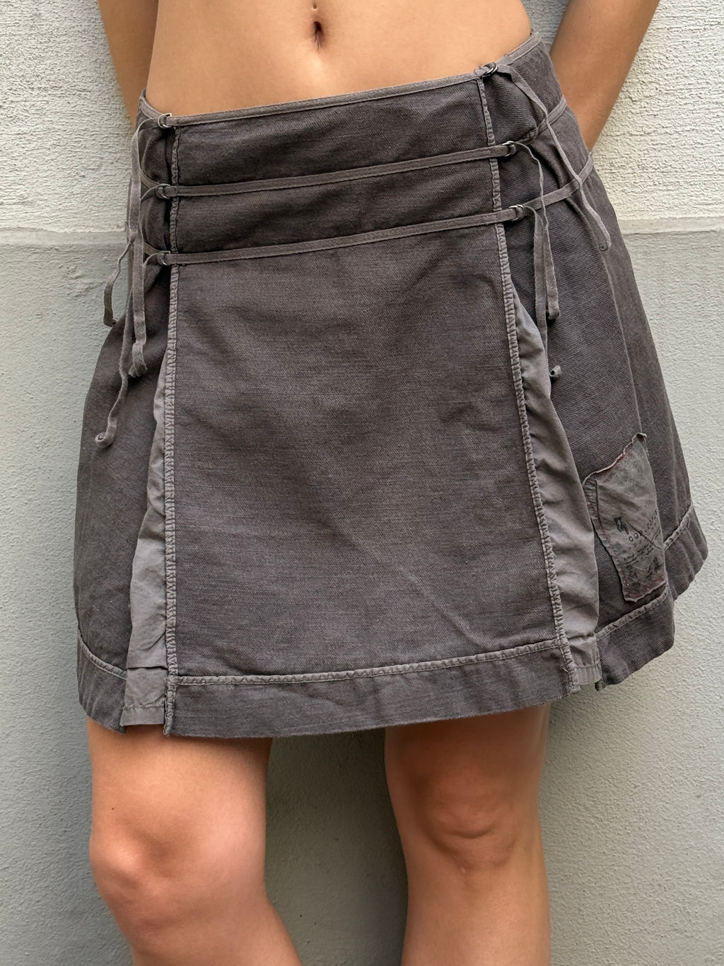Vintage Y2K Cop Copine Cotton/Linen Gray Skirt M