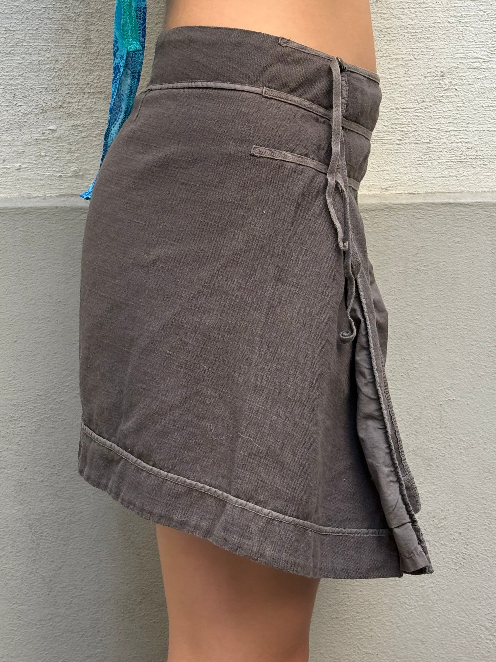 Vintage Y2K Cop Copine Cotton/Linen Gray Skirt M
