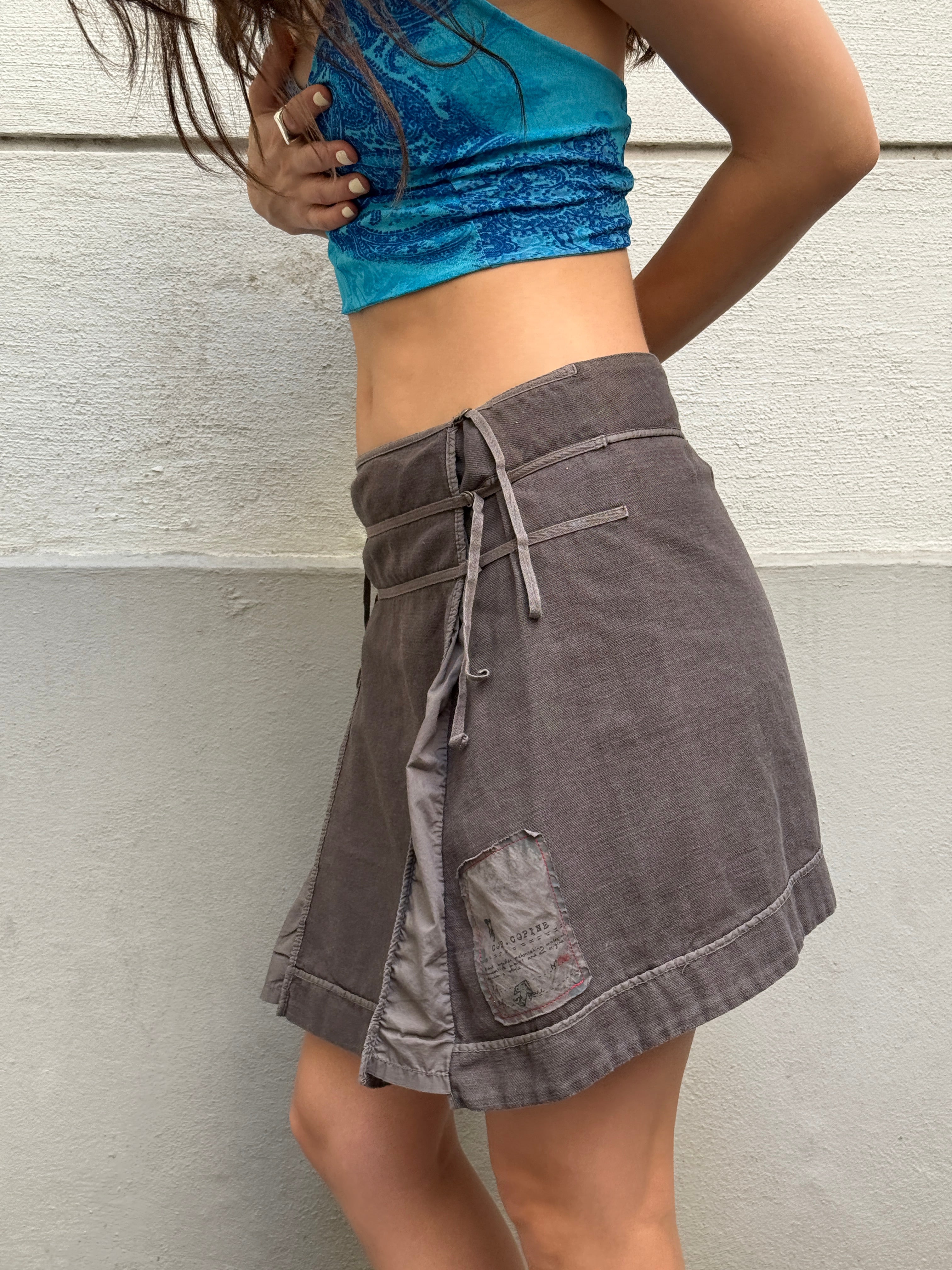 Vintage Y2K Cop Copine Cotton/Linen Gray Skirt M