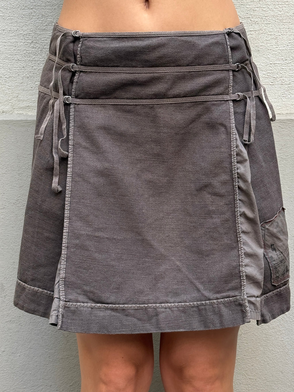 Vintage Y2K Cop Copine Cotton/Linen Gray Skirt M