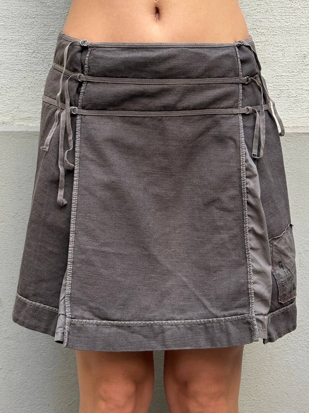 Vintage Y2K Cop Copine Cotton/Linen Gray Skirt M