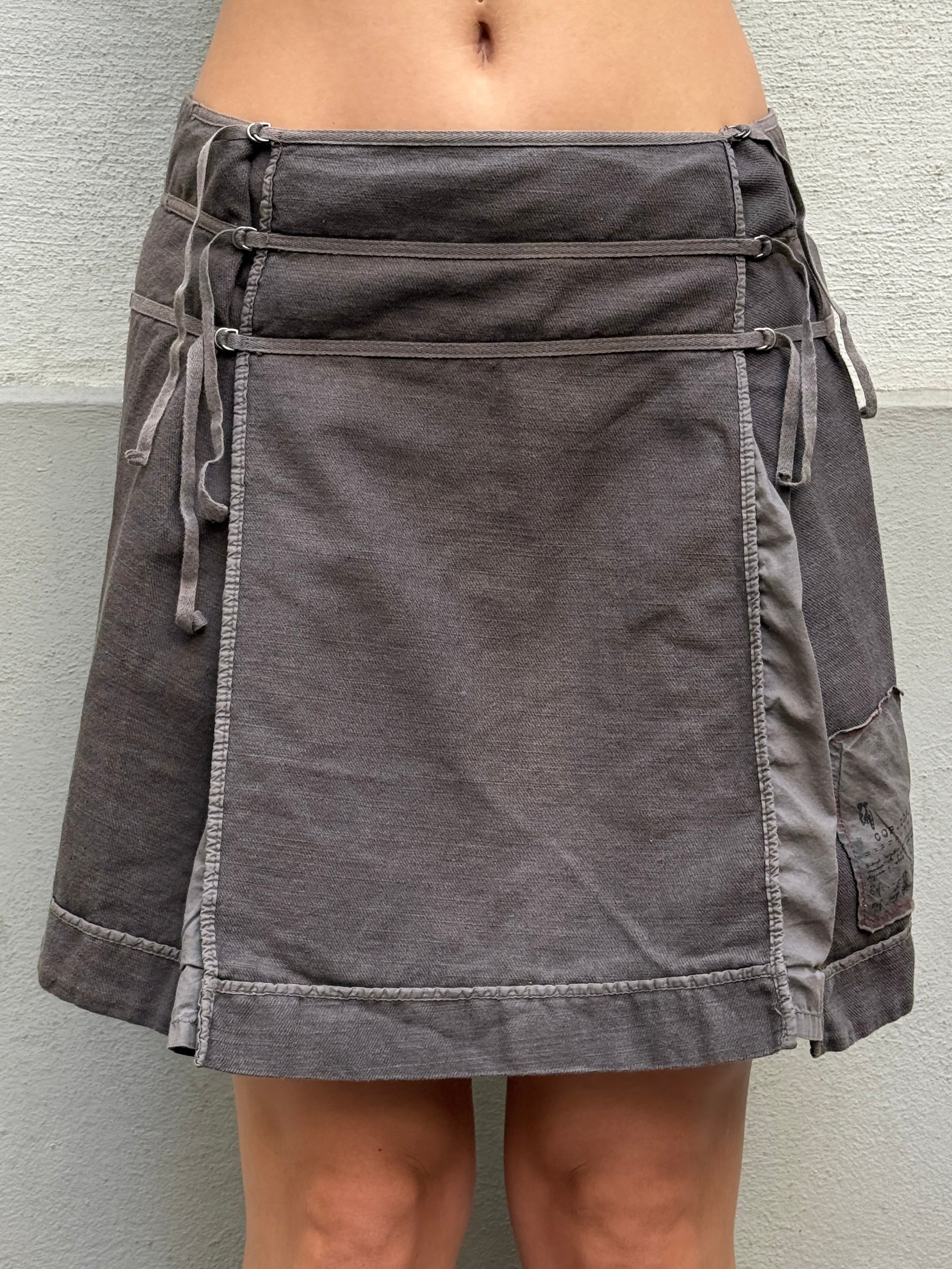 Vintage Y2K Cop Copine Cotton/Linen Gray Skirt M