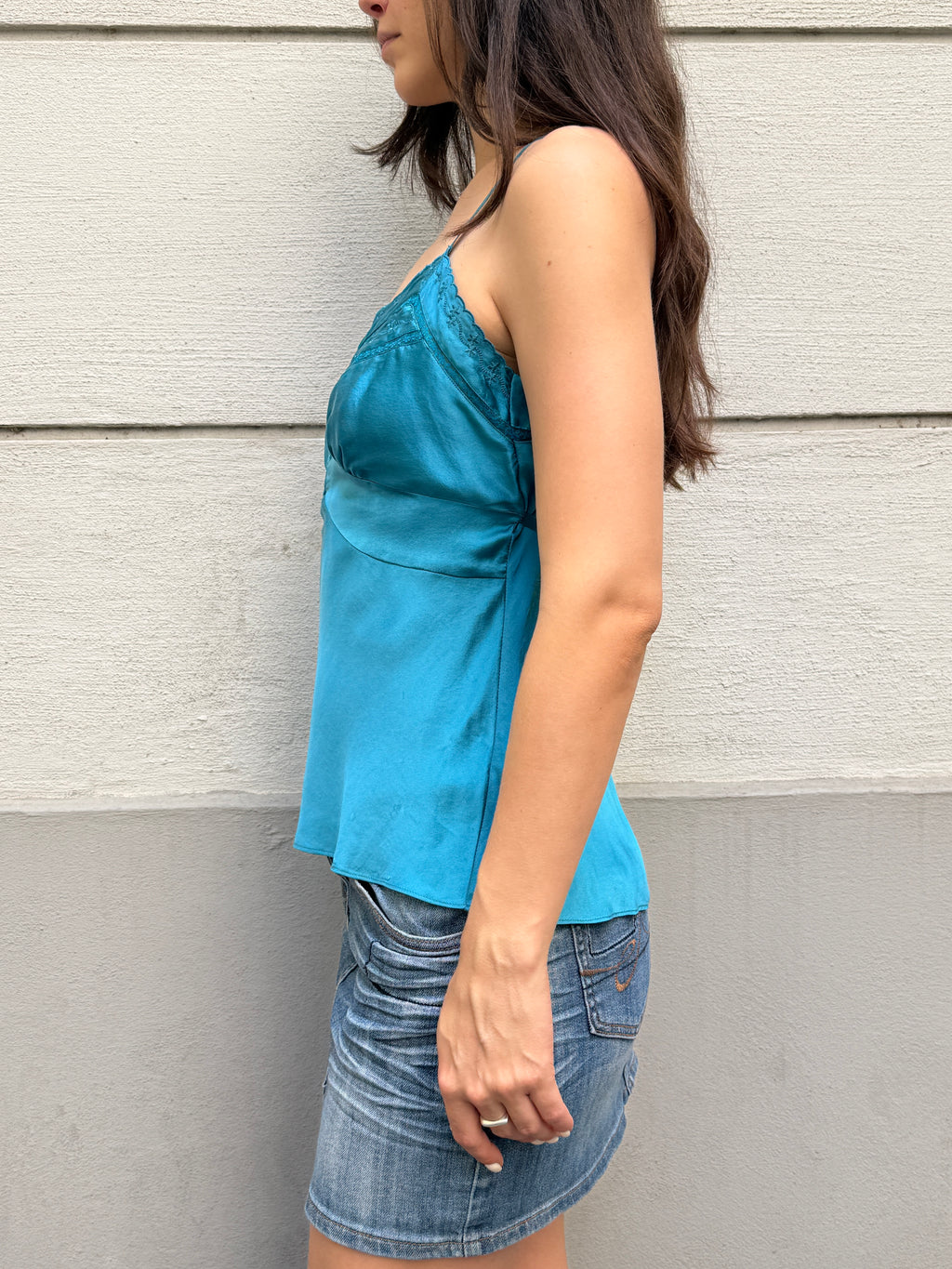 Vintage 100% Silk Monsoon Turquoise Baby Doll Top M