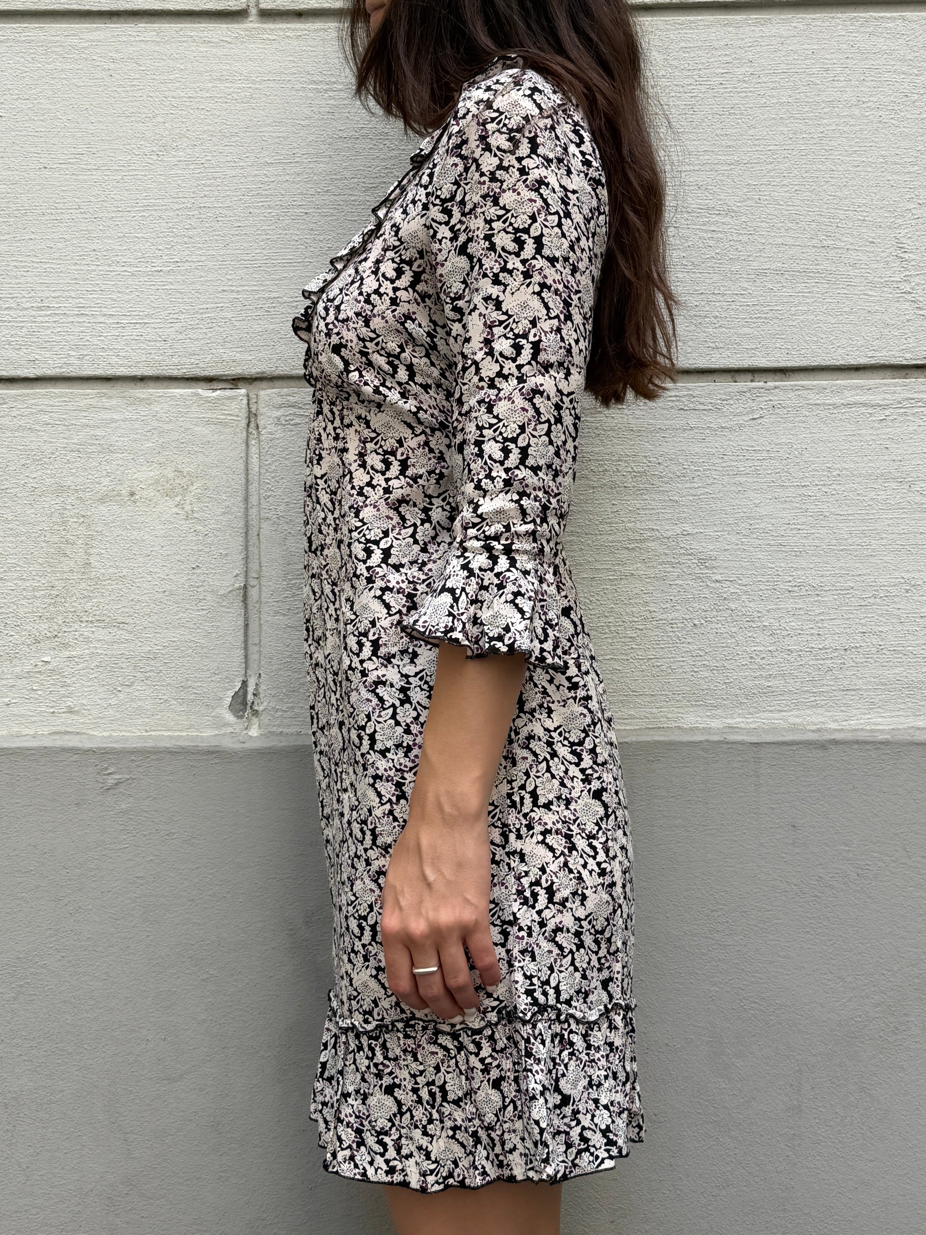 Vintage 100% Cotton Floral Midi Dress S