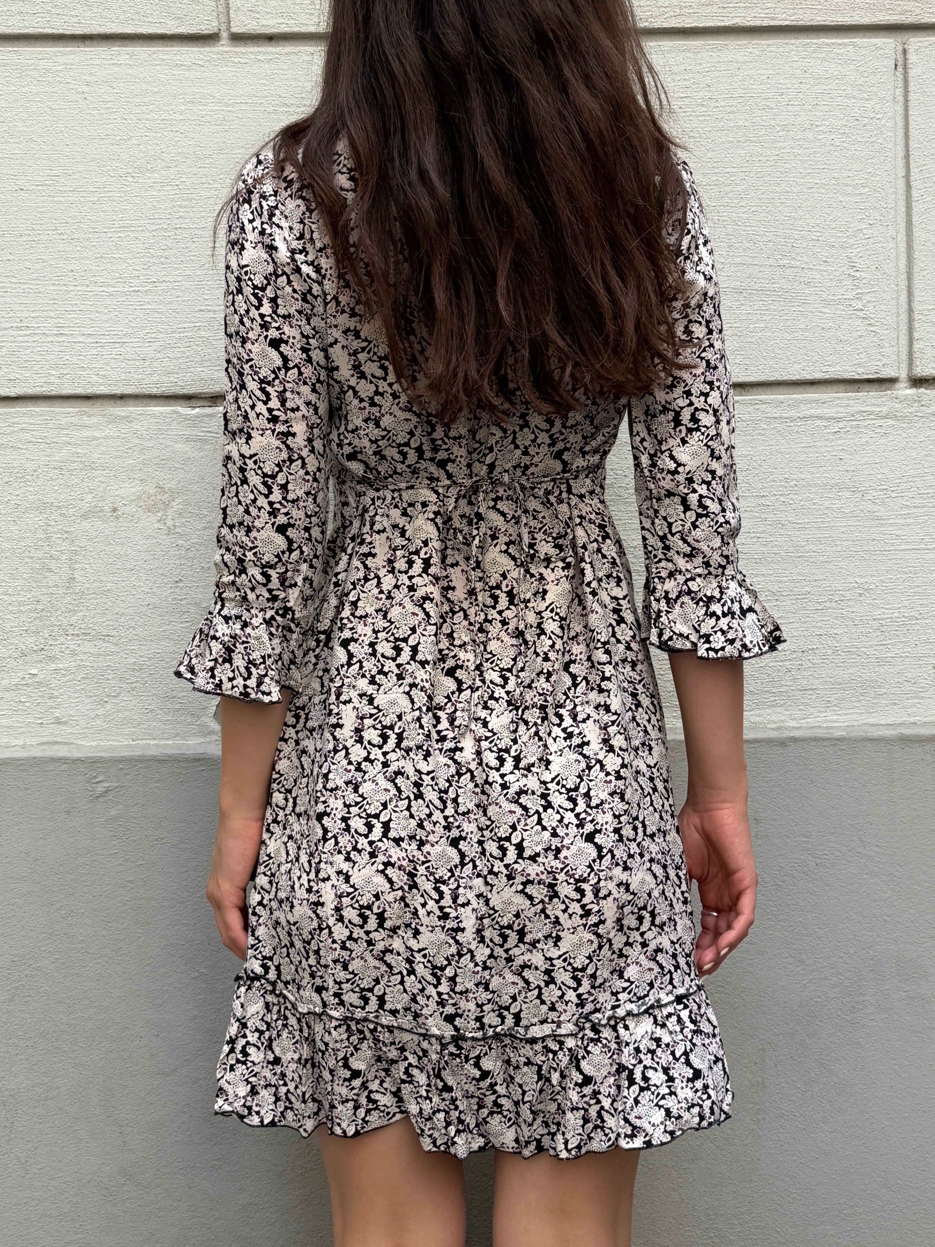 Vintage 100% Cotton Floral Midi Dress S