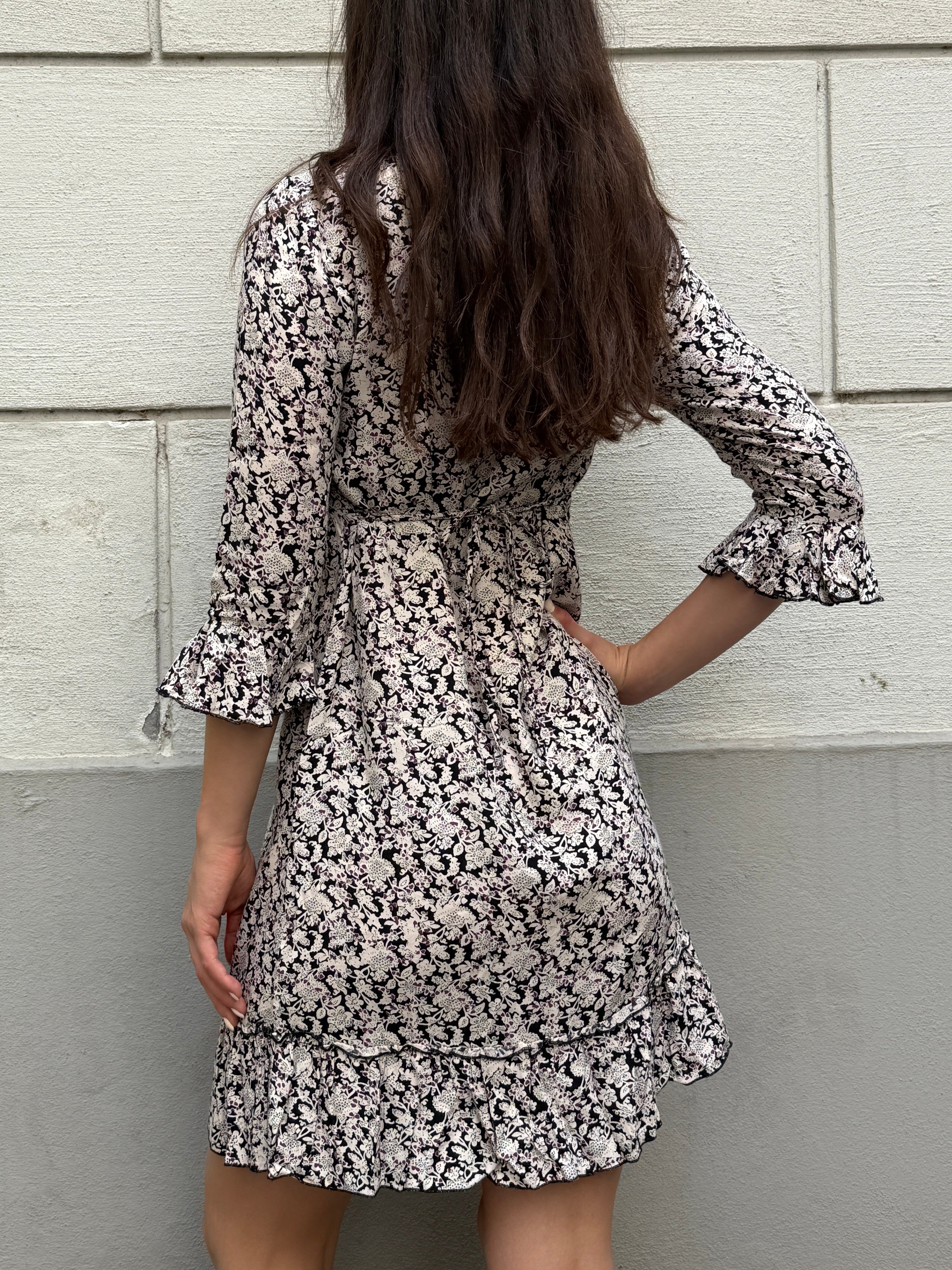 Vintage 100% Cotton Floral Midi Dress S