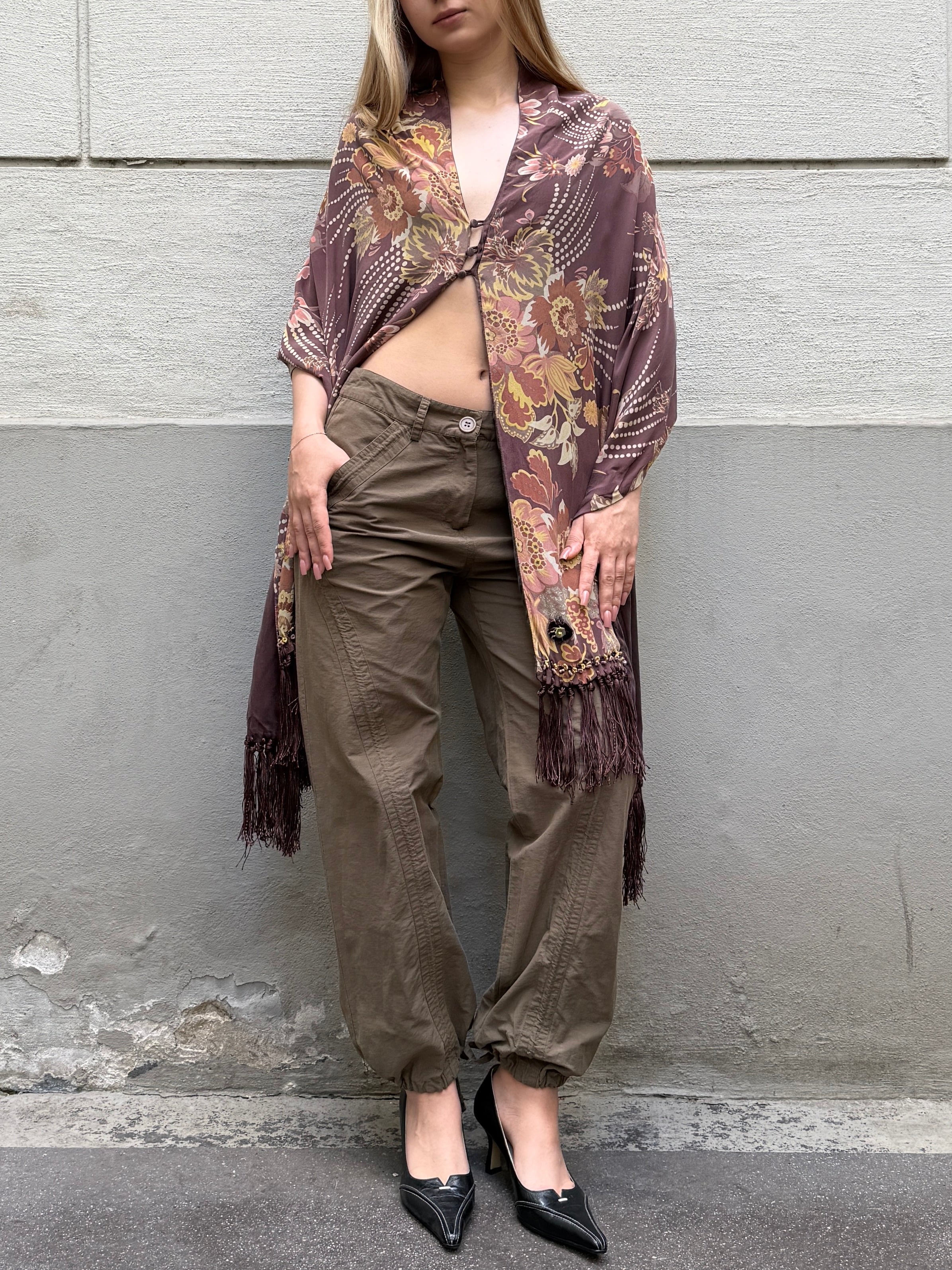 Vintage 100% Silk Fringe/Tassel Shawl