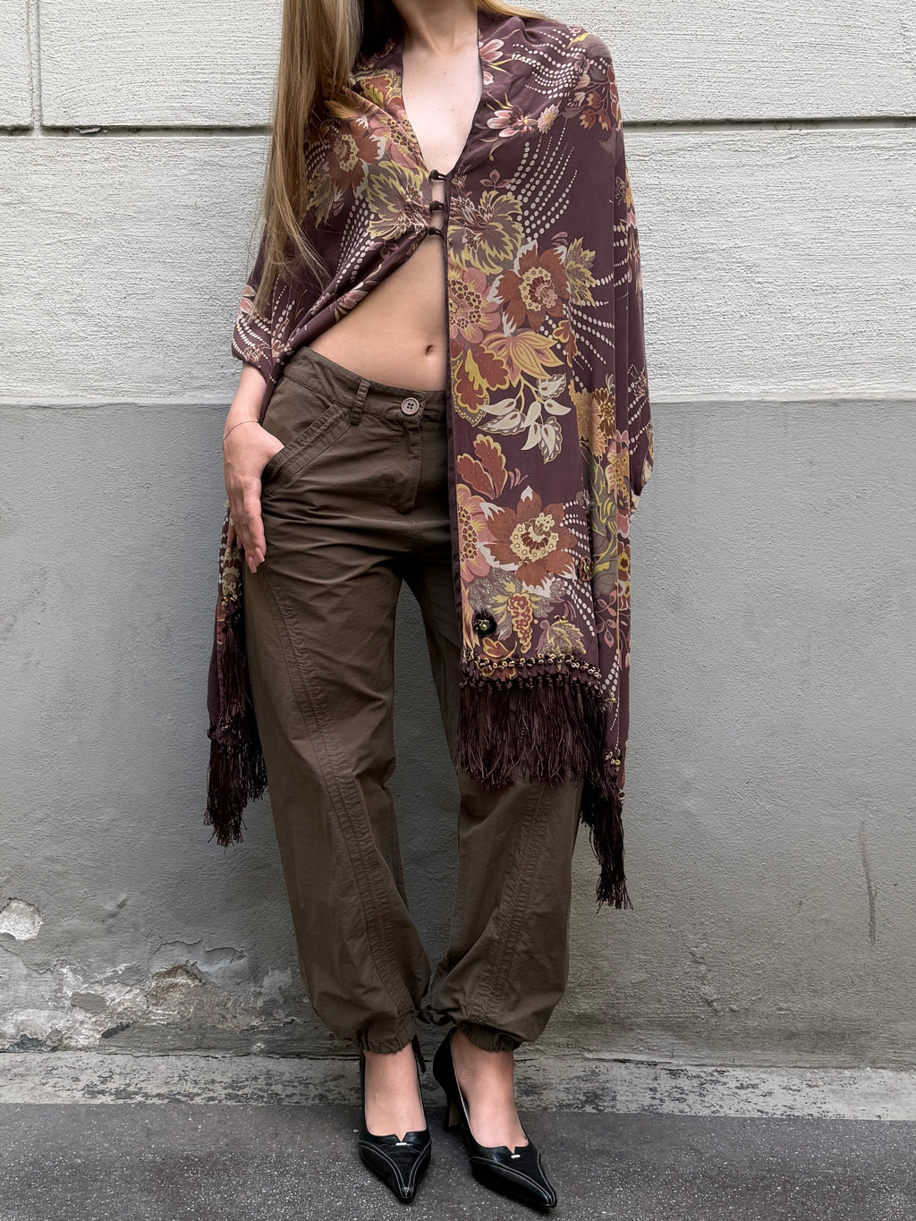 Vintage 100% Silk Fringe/Tassel Shawl